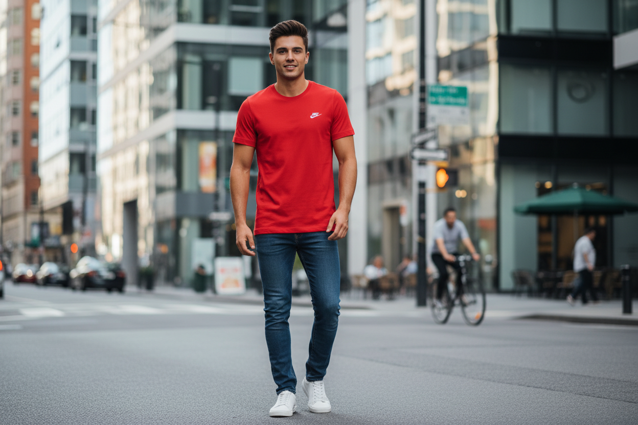 Nike T-Shirt Bestickt Rot Größe L