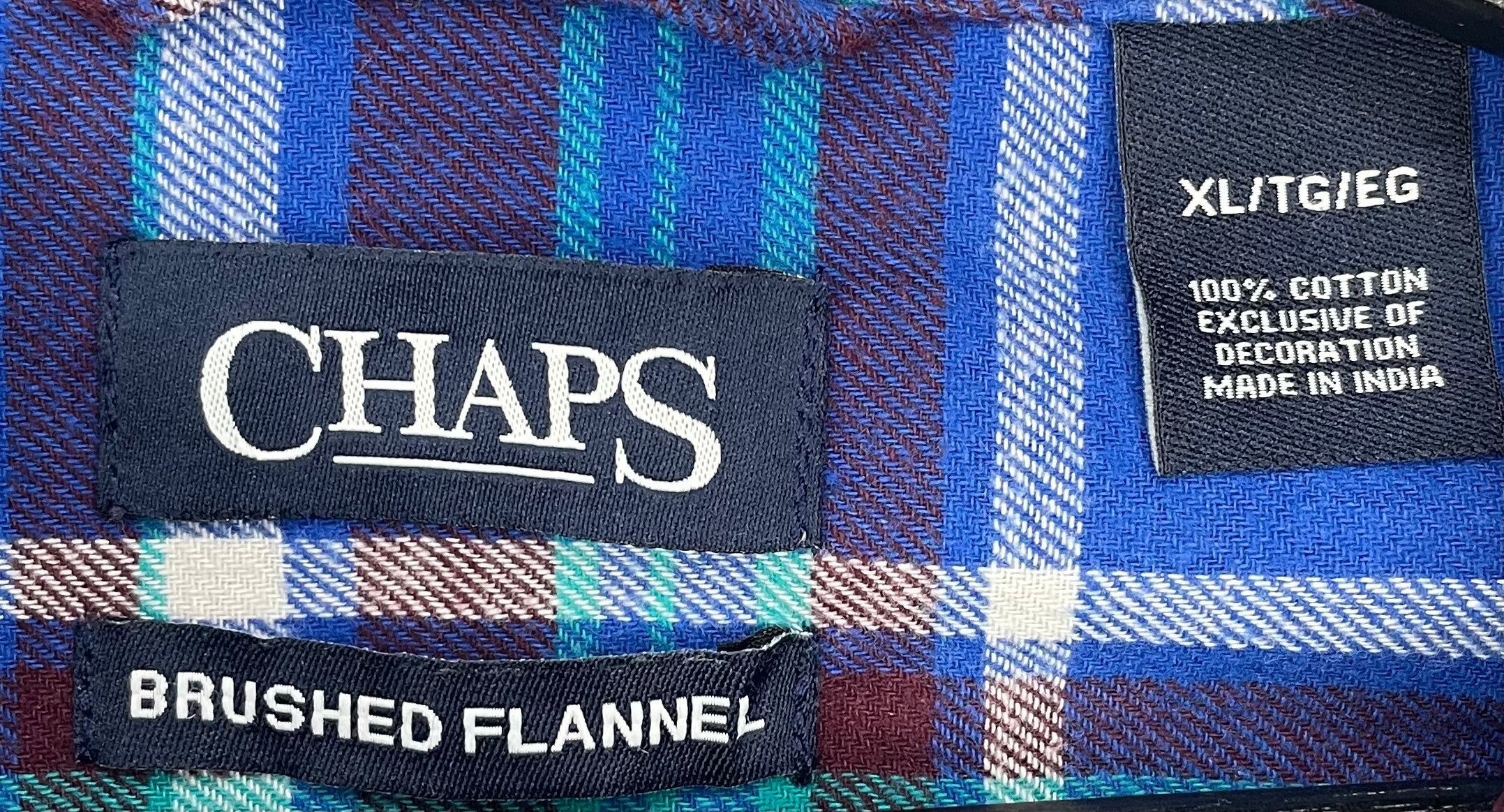 Chaps Vintage Flanell Hemd Blau kariert Größe XL