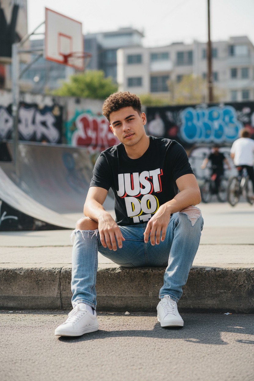 Nike T-Shirt Just Do It Print Schwarz Größe M