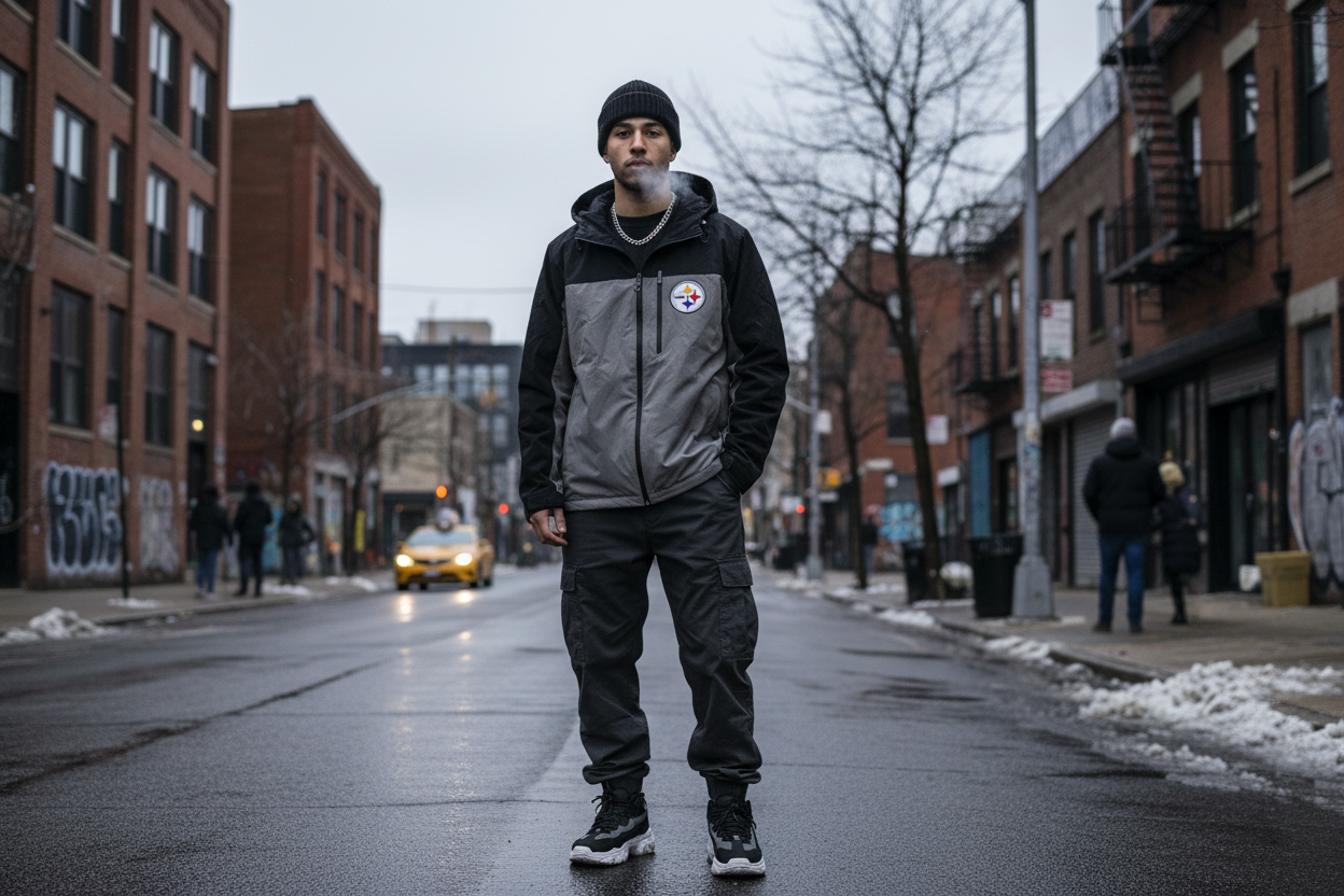 NFL Sofshell Jacke Pittsburgh Steelers Grau/Schwarz Größe L