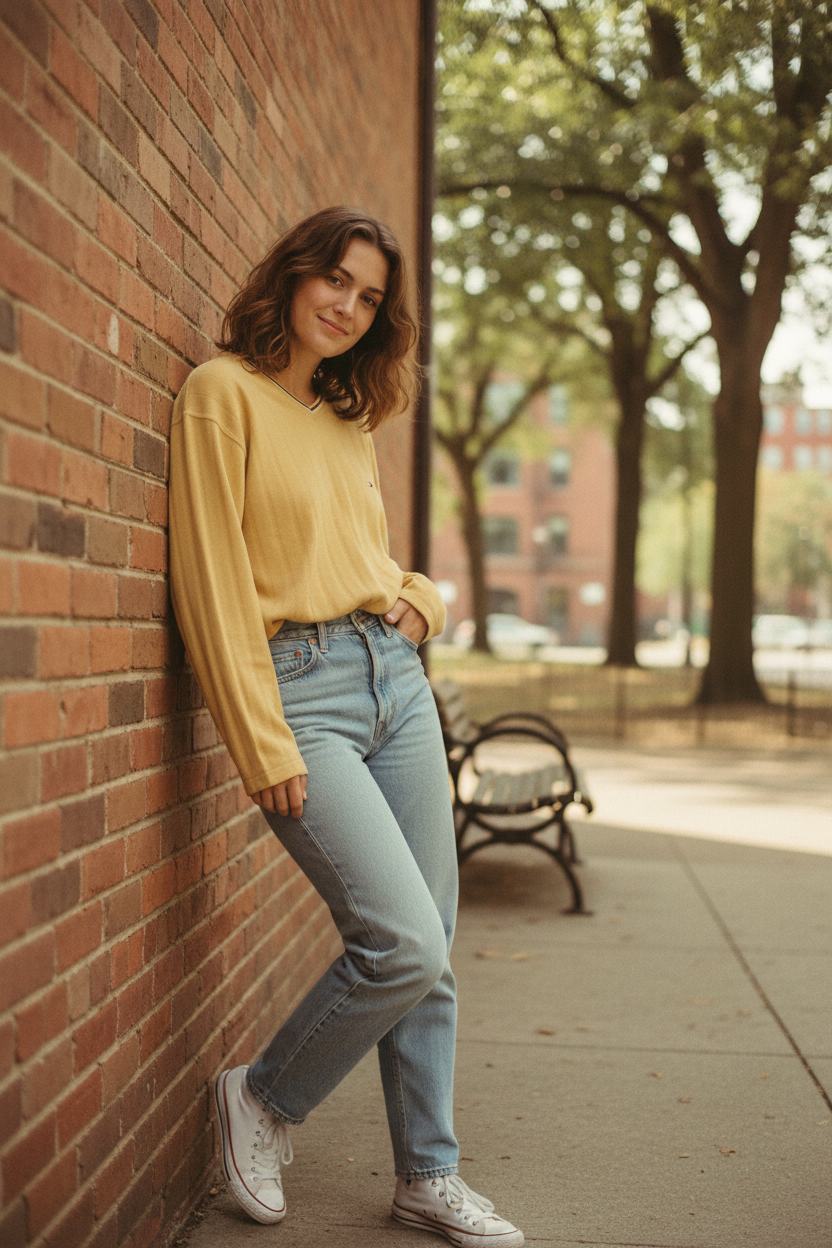 Tommy Hilfiger Vintage V-Neck Pullover Gelb Größe XL