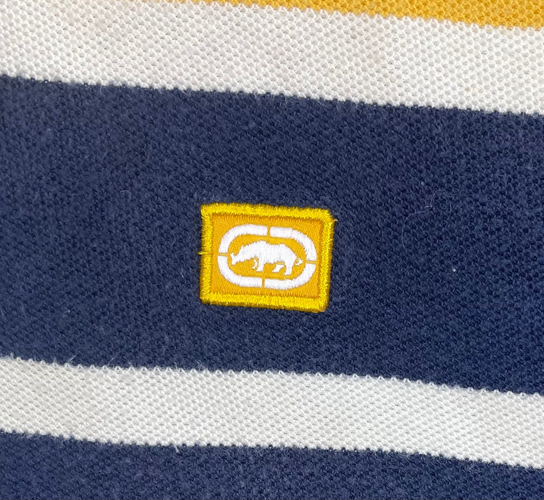 Ecko Unltd Vintage Poloshirt Gelb/Blau gestreift Größe XXL