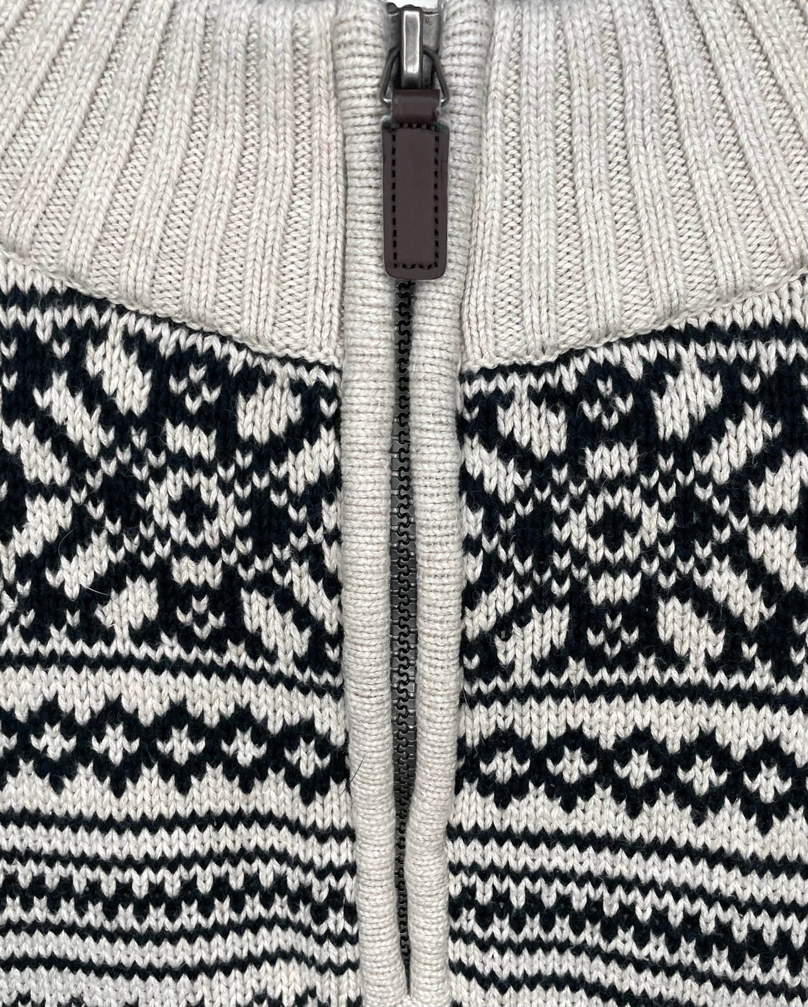 Chaps Vintage Q-Zip Knit Pullover Grau/Schwarz Größe XL