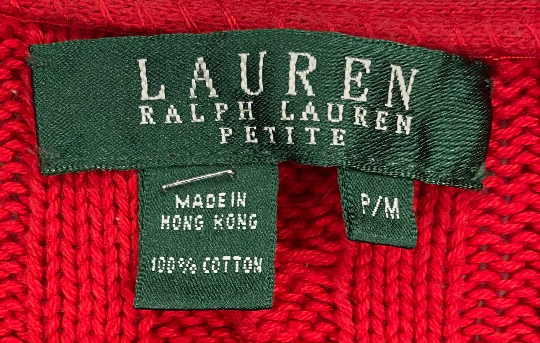 Ralph Lauren Vintage V-Neck Knit Pullover Rot Größe M Damen