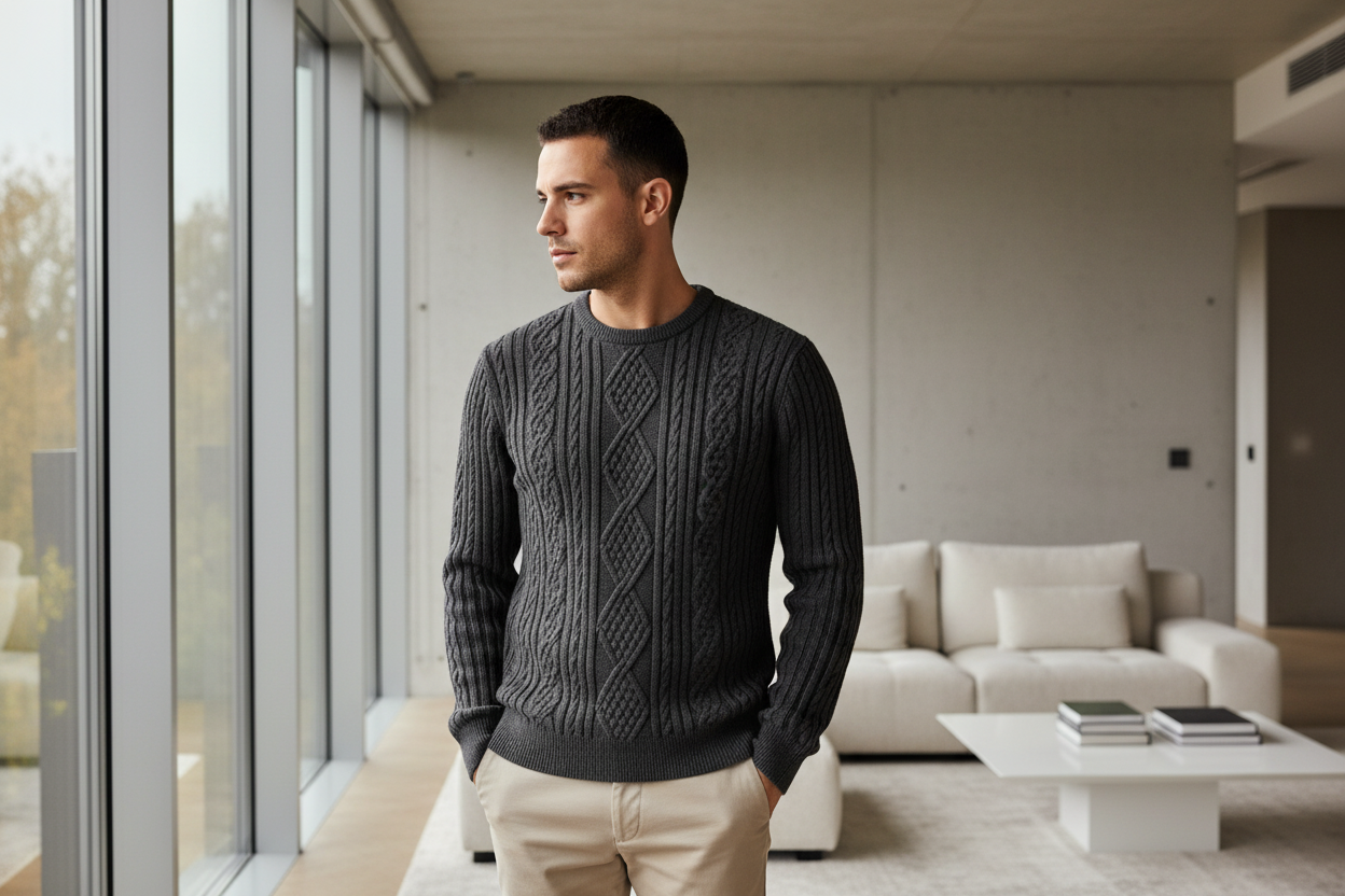 Chaps Vintage Knit Pullover Blau Größe L