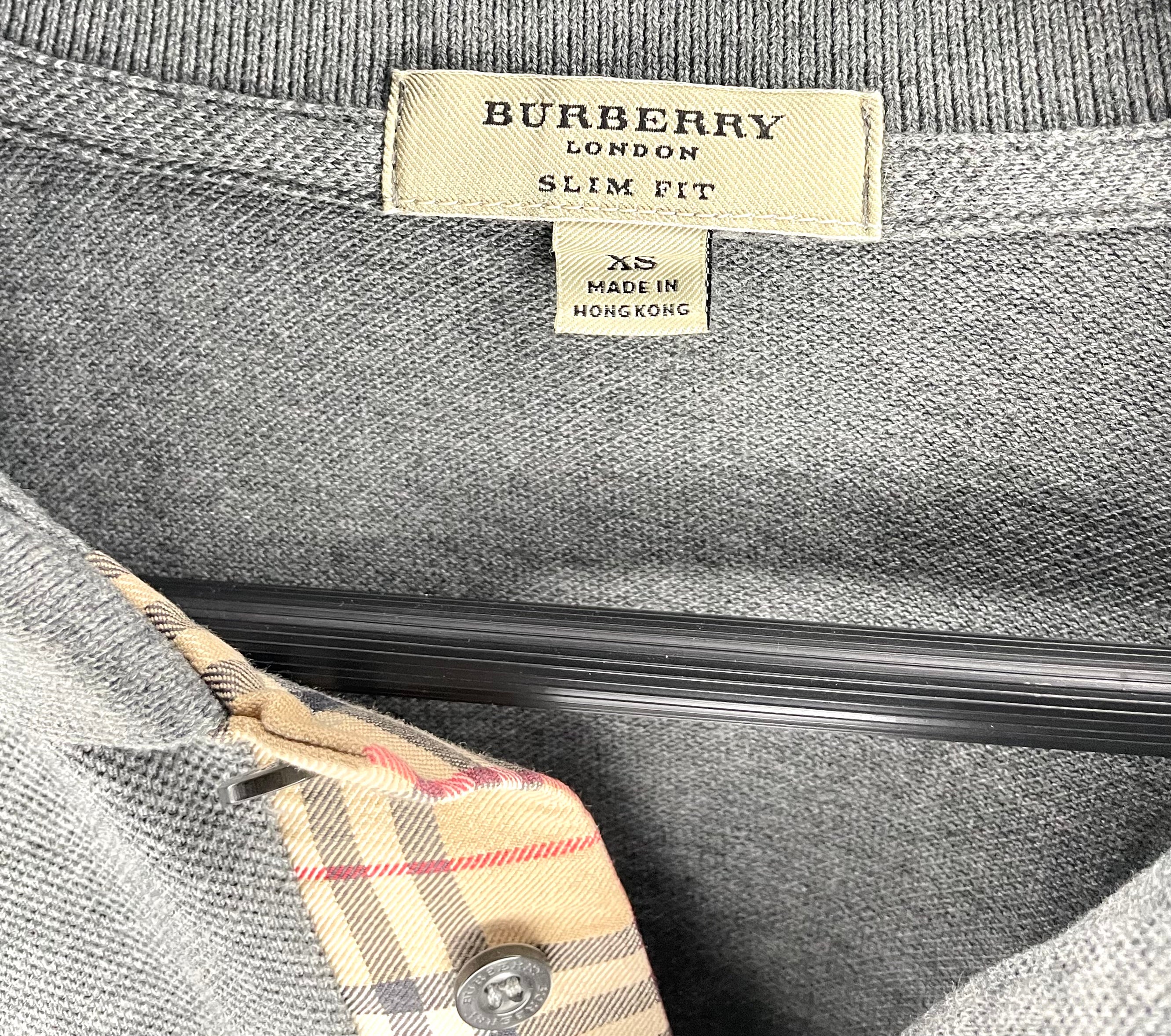 Burberry Poloshirt langarm Grau Größe XS