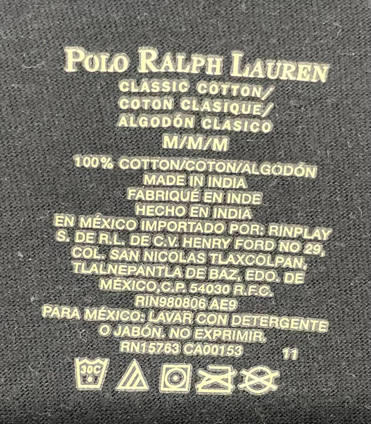 Ralph Lauren V-Neck T-Shirt Schwarz Größe M