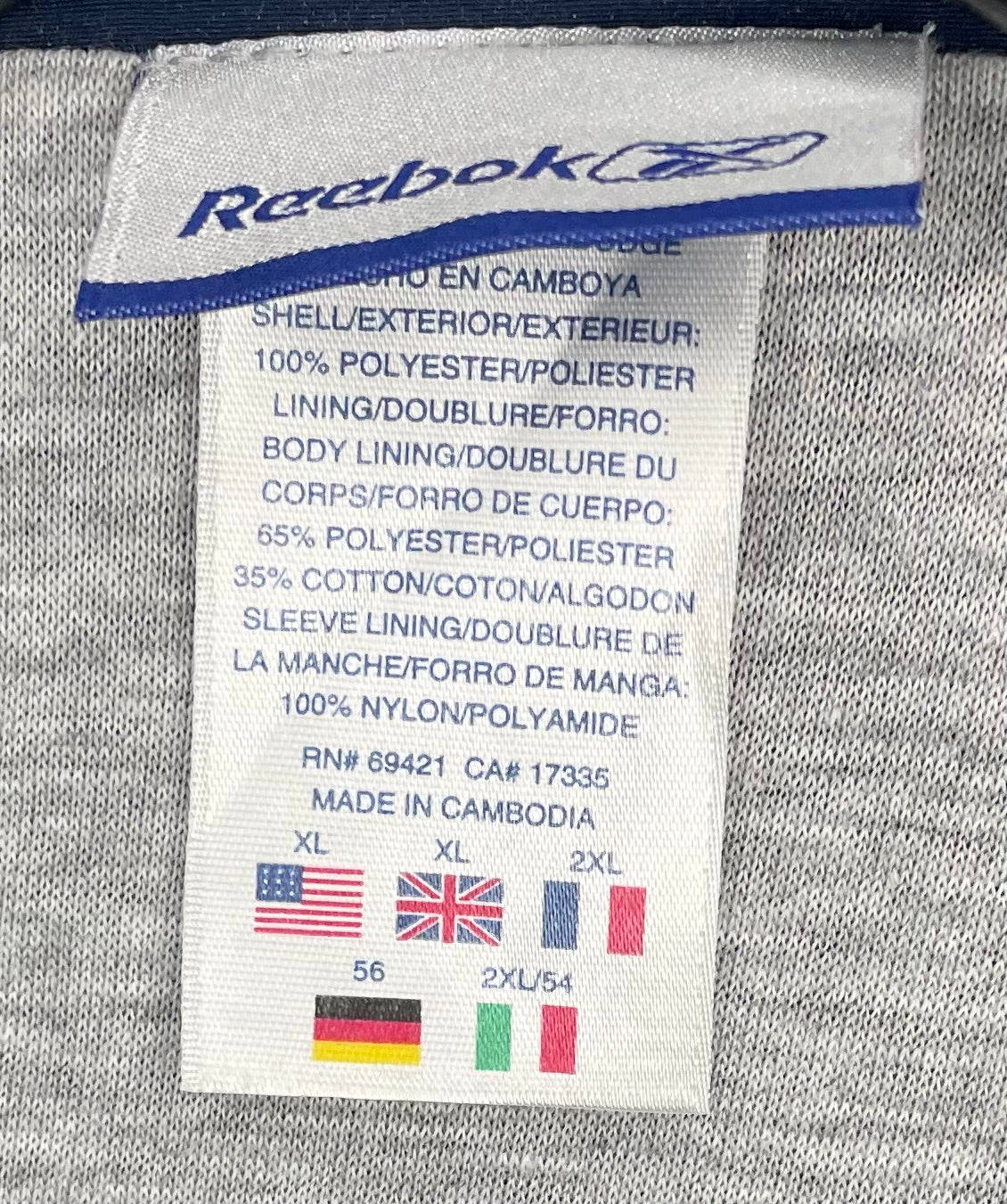 Reebok Vintage Trainingsjacke Blau Größe XL