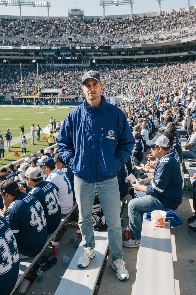 Carl Banks Vintage Dallas Cowboys Windbreaker Blau Größe 4XL