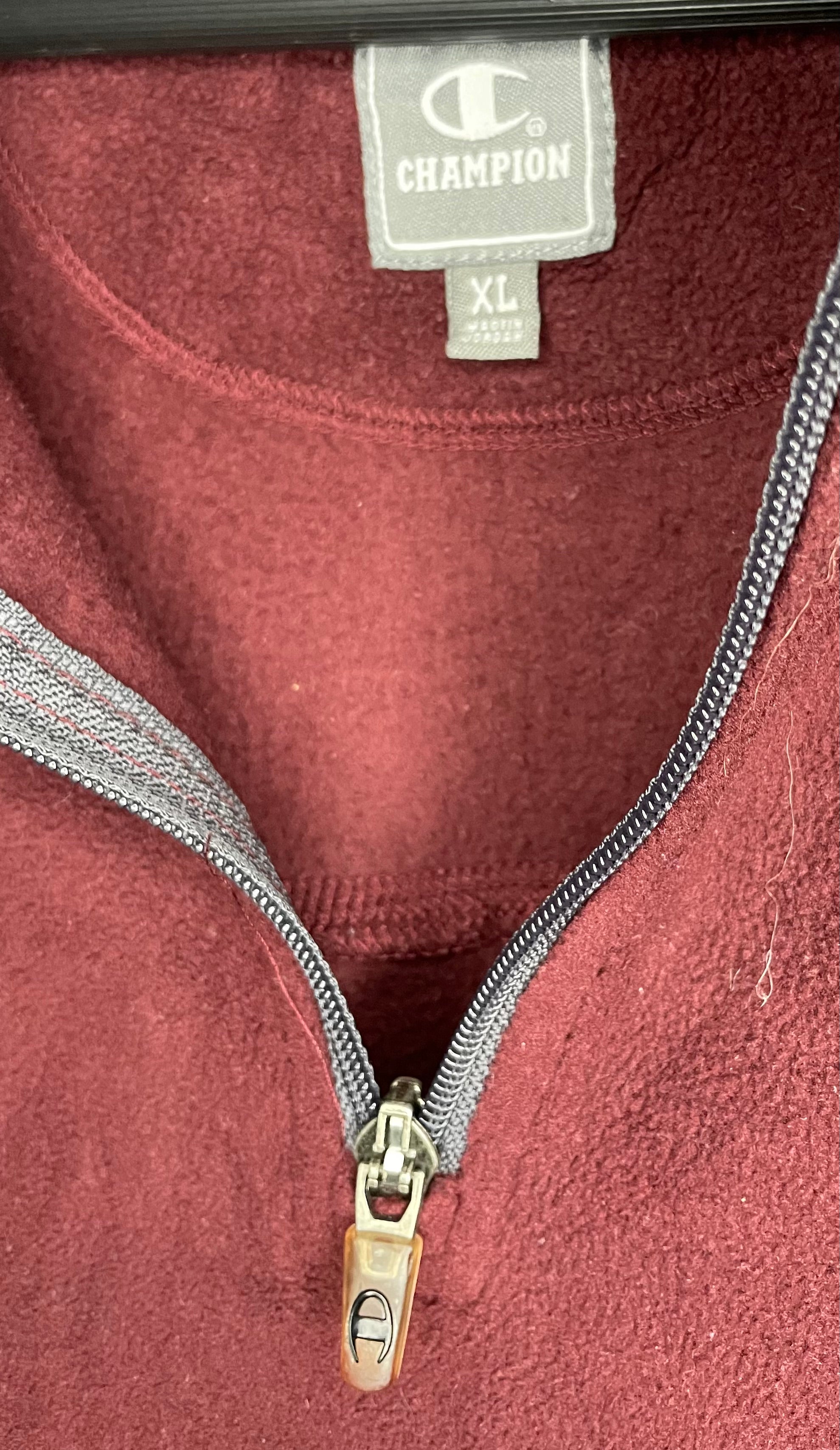 Champion Zip Fleece Sweater Wine Red Size XL