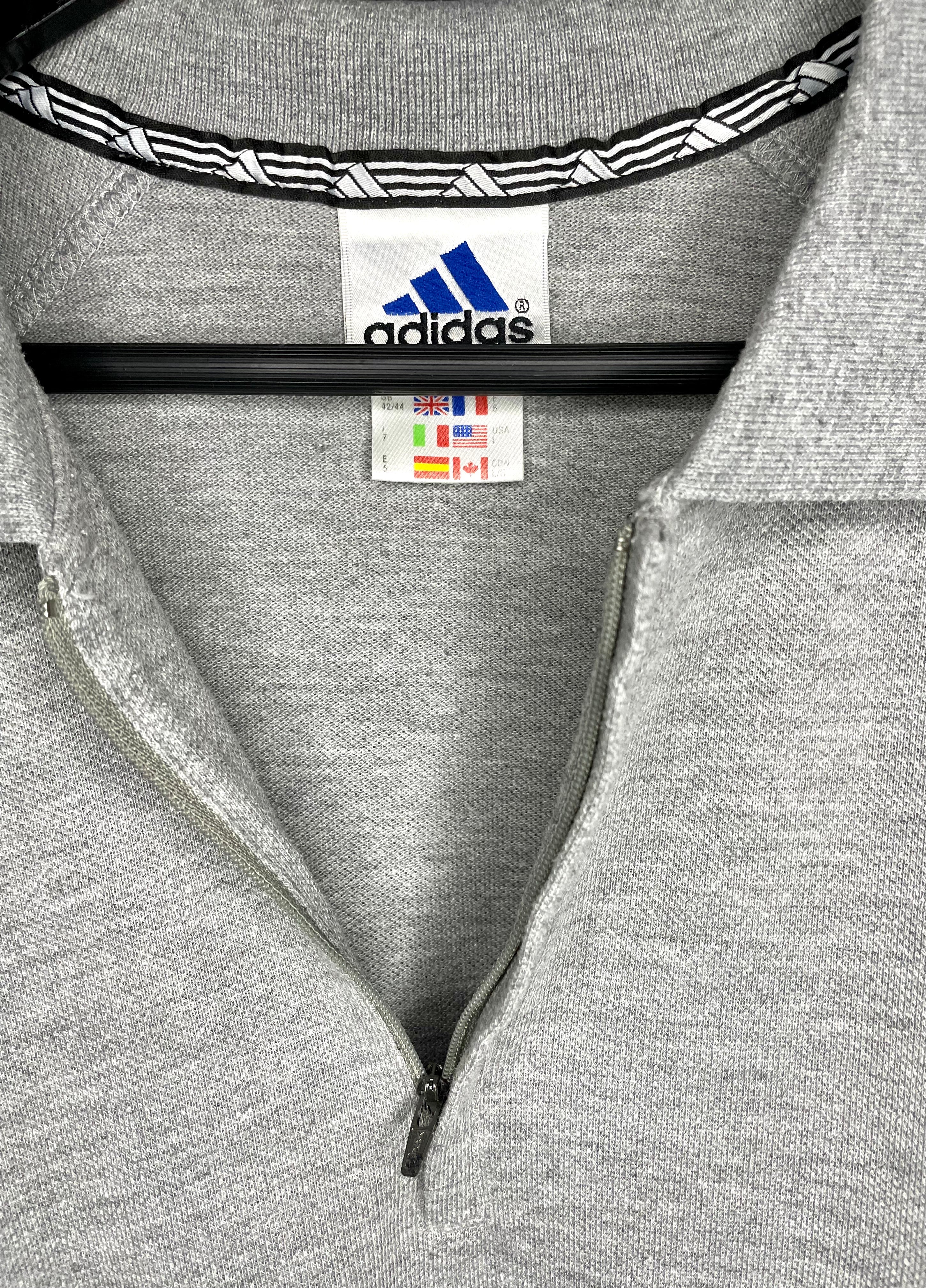 Adidas vintage polo shirt with zipper gray size L
