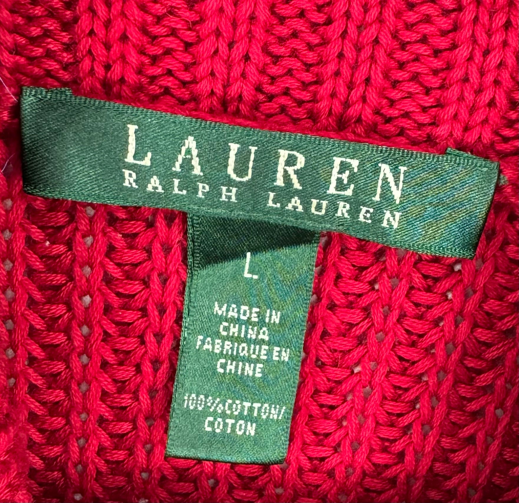 Ralph Lauren Vintage Strick-Cardigan Rot Größe L