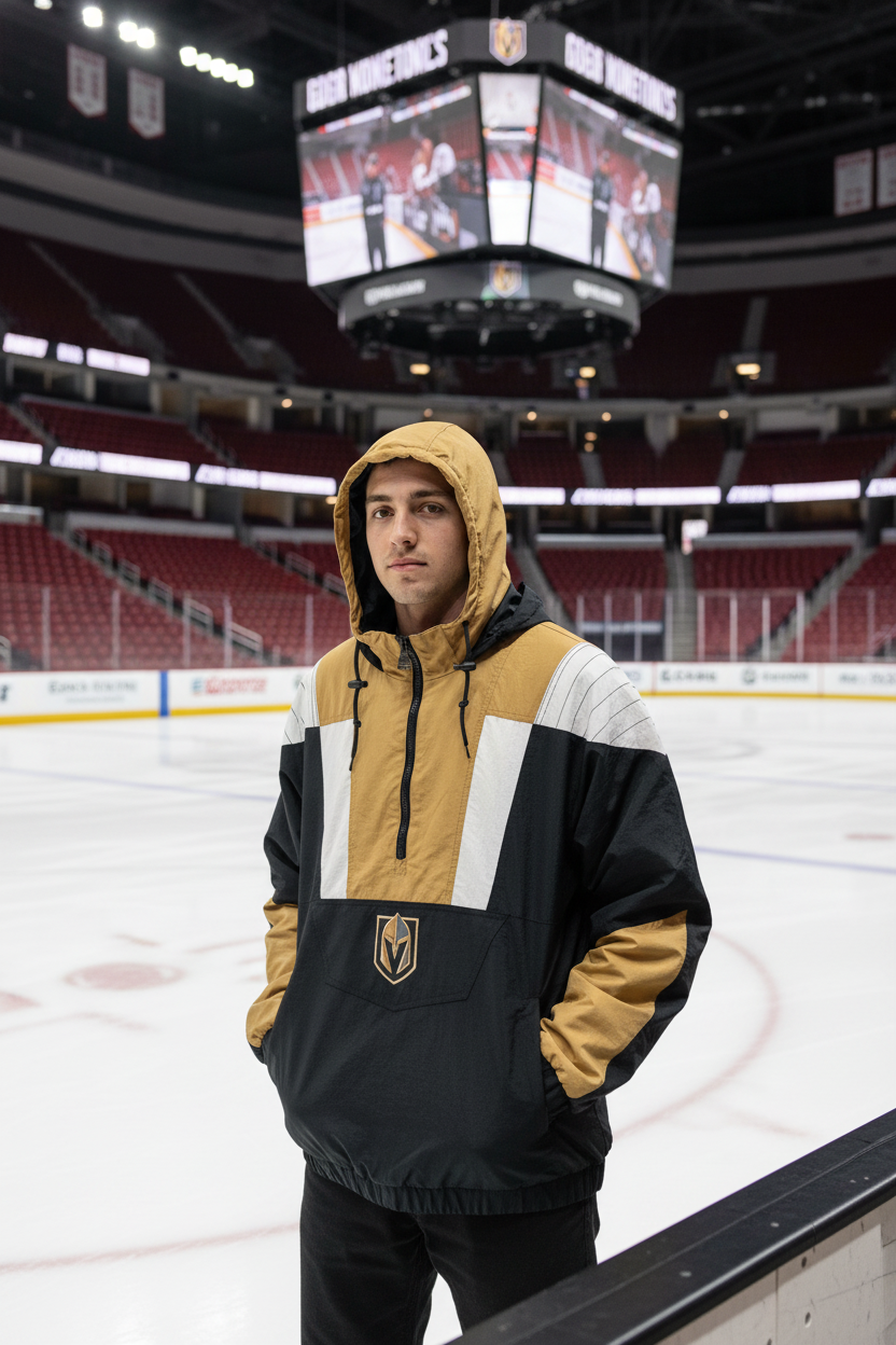 Starter Vintage Vegas Golden Knights Windbreaker Schwarz/Gold Größe XL