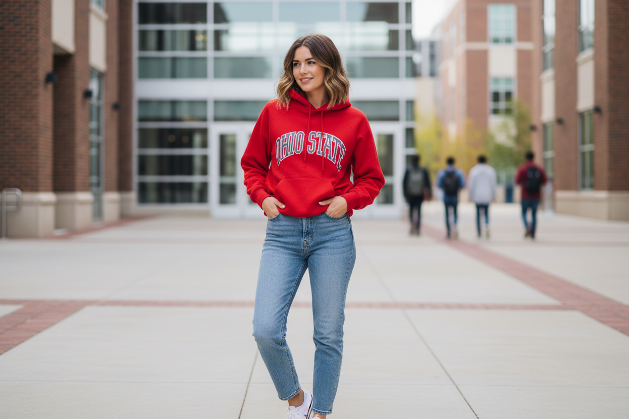 Bassett Walker Hoodie Ohio State Rot Größe M Damen