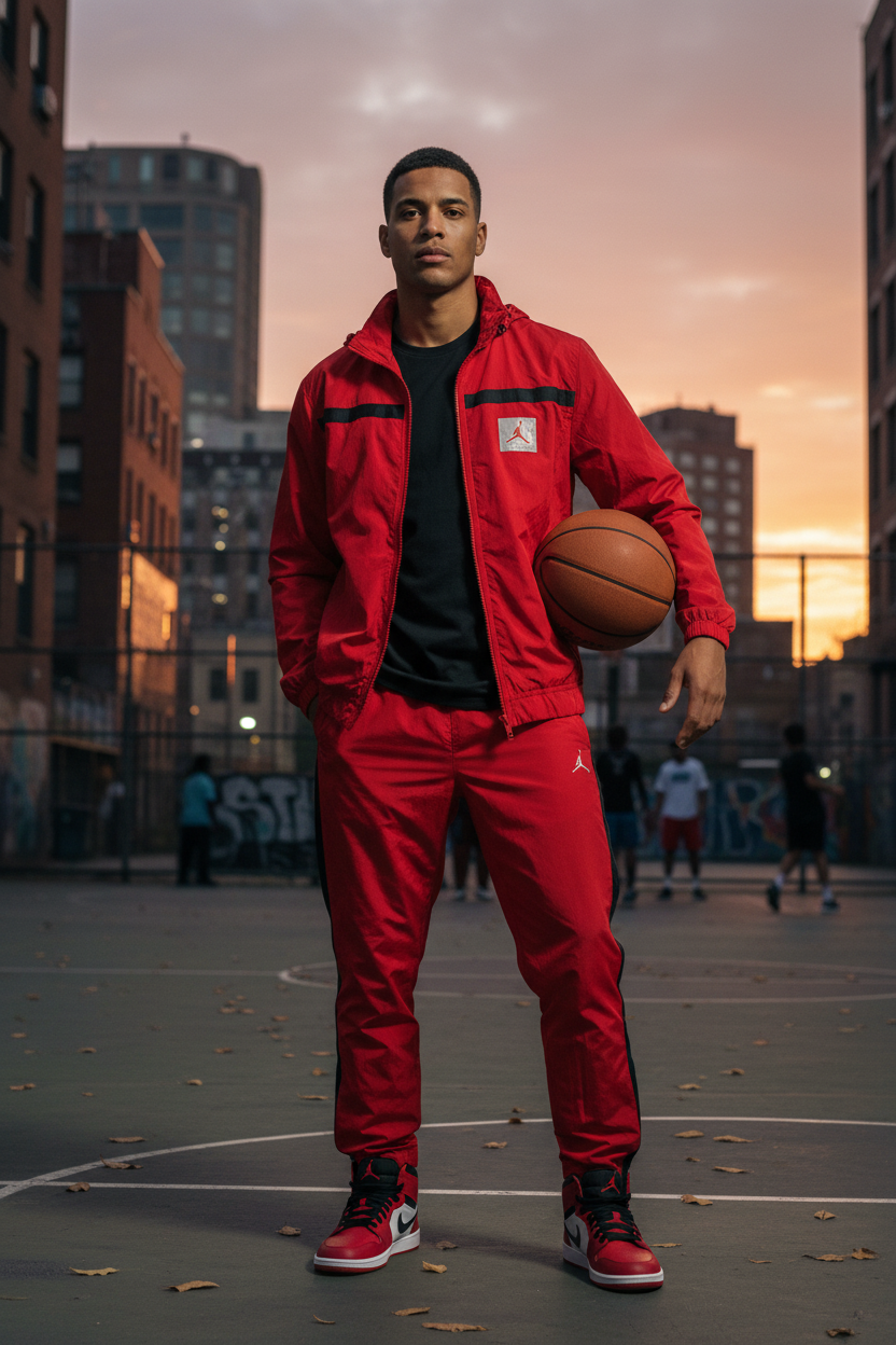 Air Jordan Vintage Trainingsjacke Rot Größe M