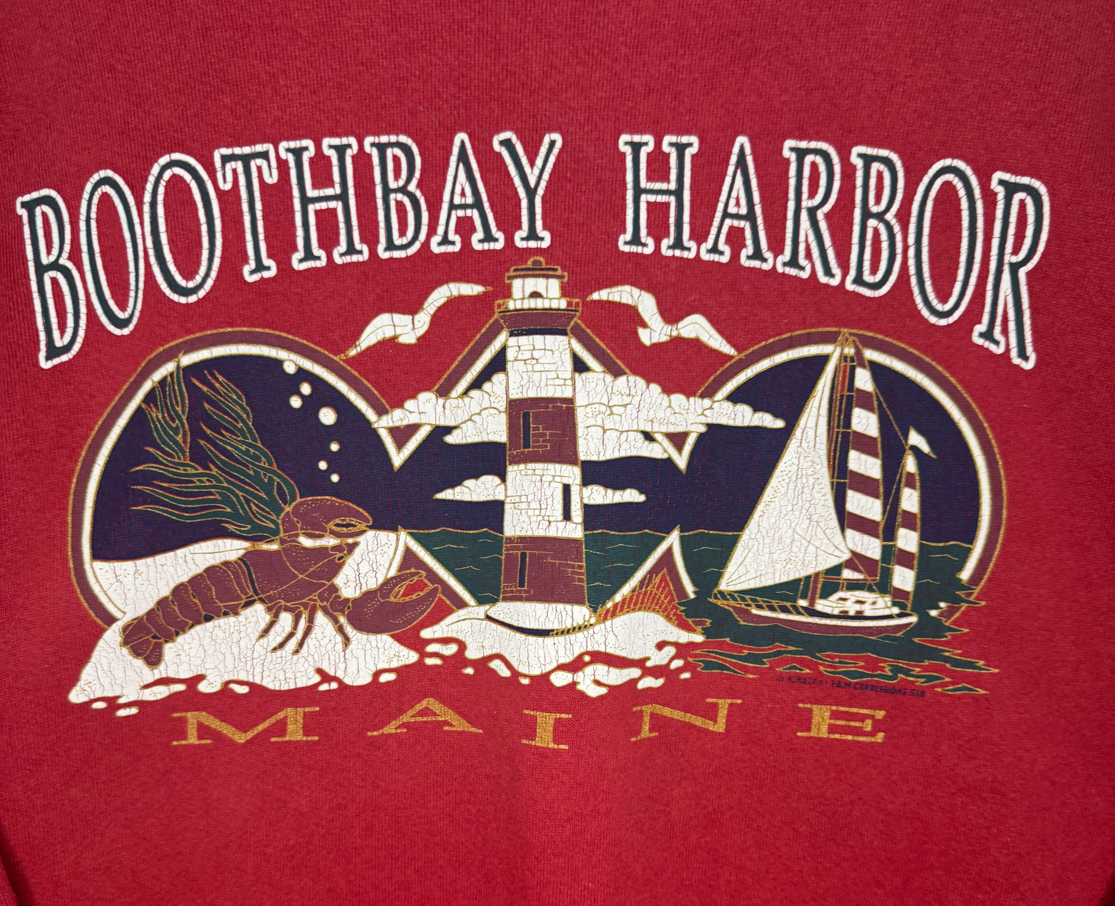 Vintage Boothbay Harbor Maine Crewneck Sweater Rot Größe M