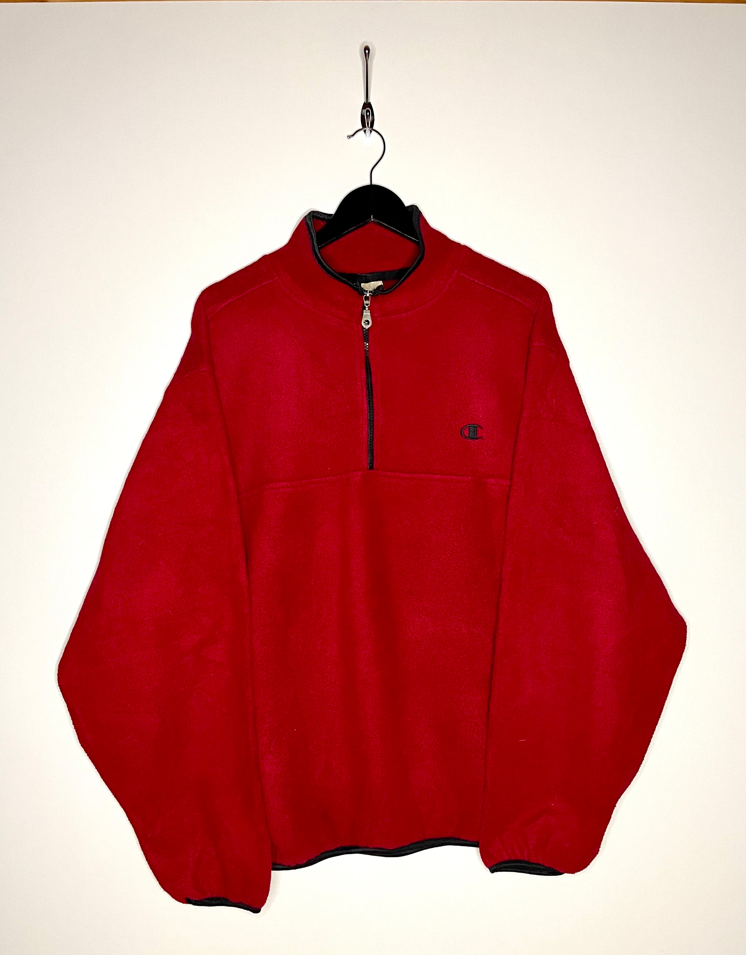 Champion Vintage Q-Zip Fleece Sweater Rot Größe XL