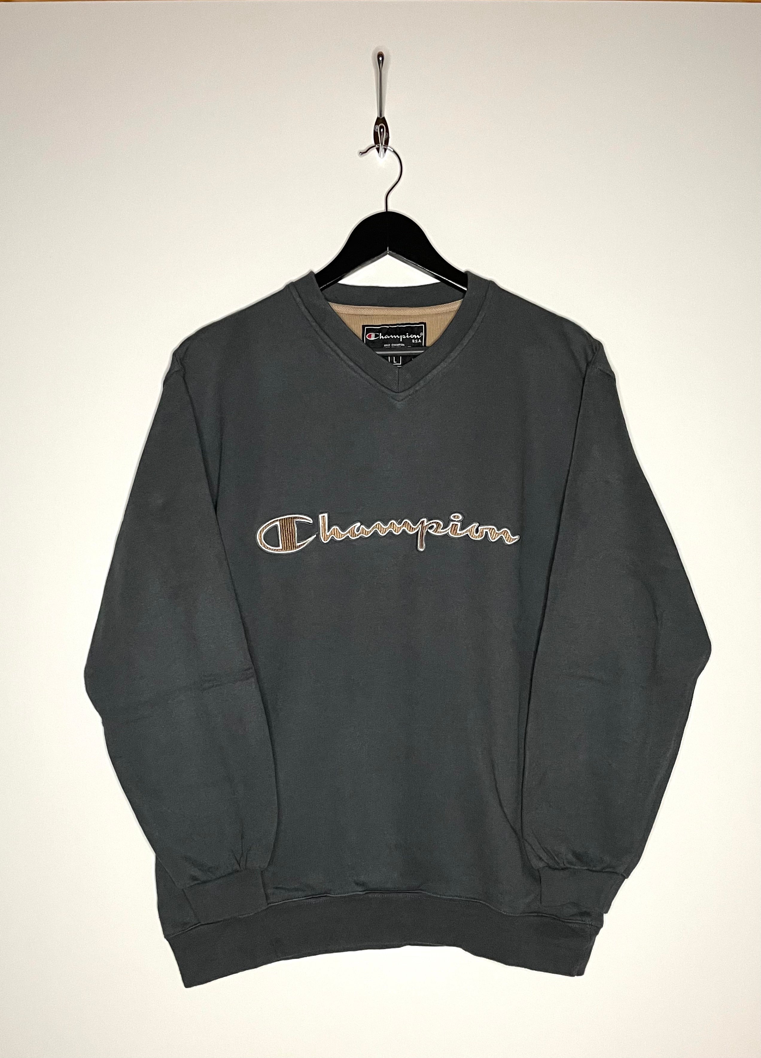 Champion Vintage Sweater Dunkelgrau Größe L