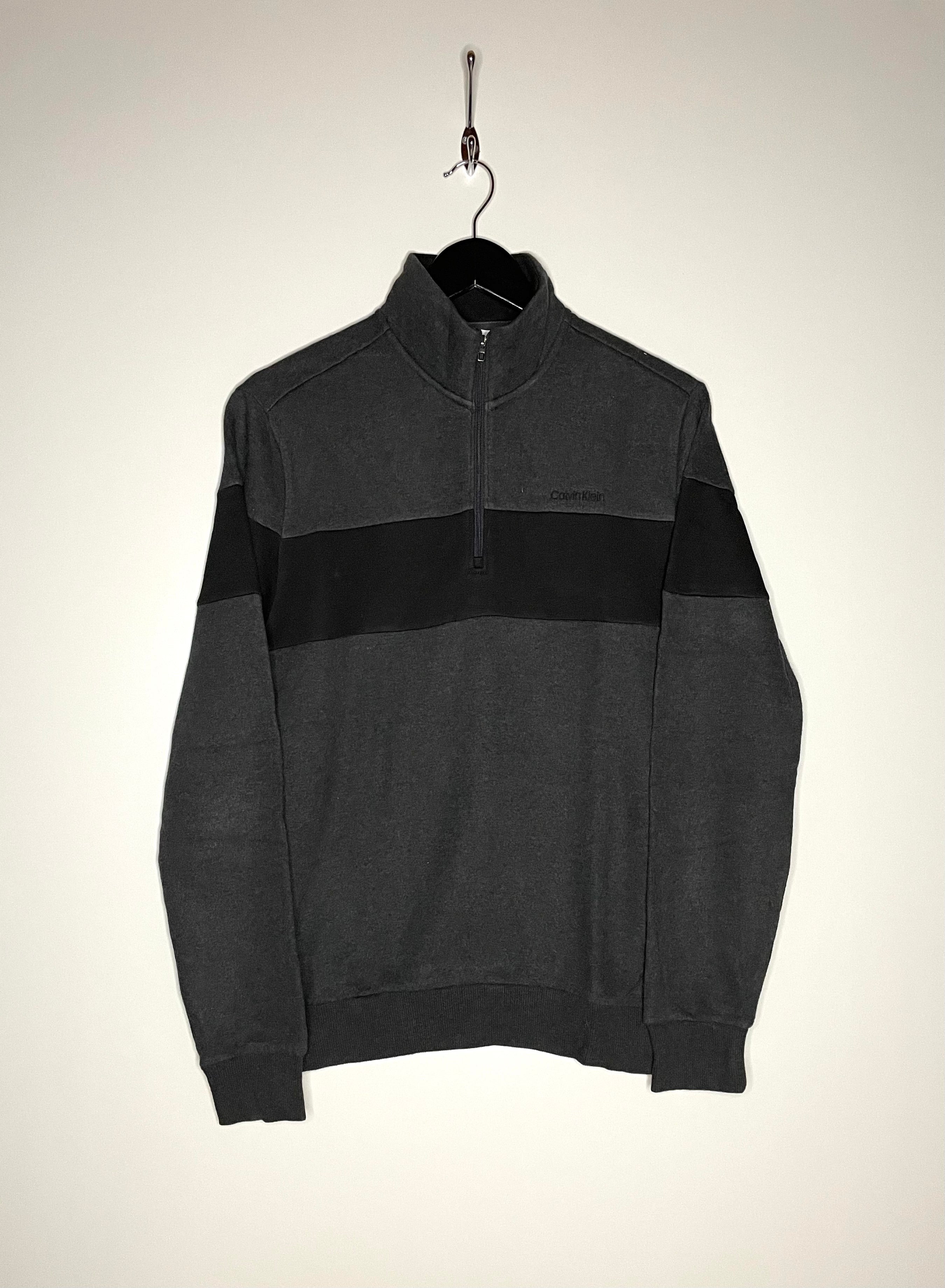Calvin Klein Q-Zip Soft Fleece Sweater Schwarz/Grau Größe S