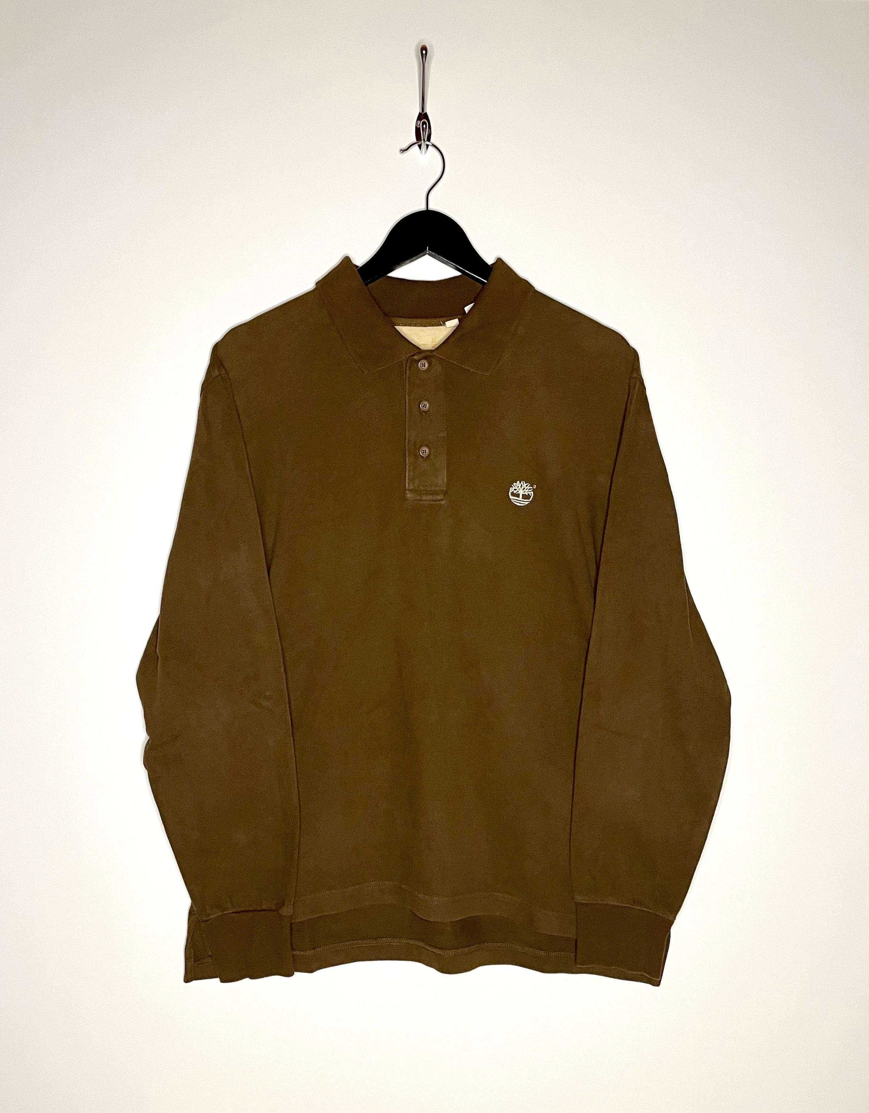 Timberland Vintage langarm Poloshirt Braun Größe L