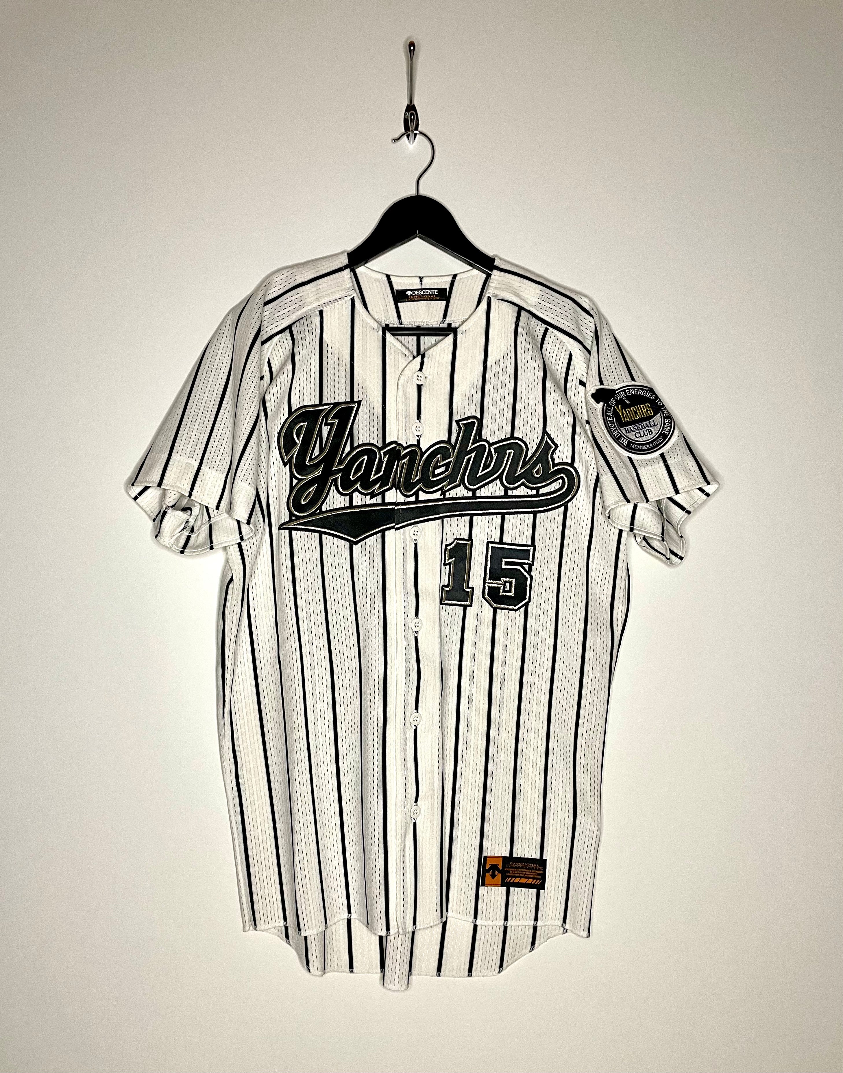 Descente Baseball Jersey Yanchrs #15 Weiß/Schwarz Größe L