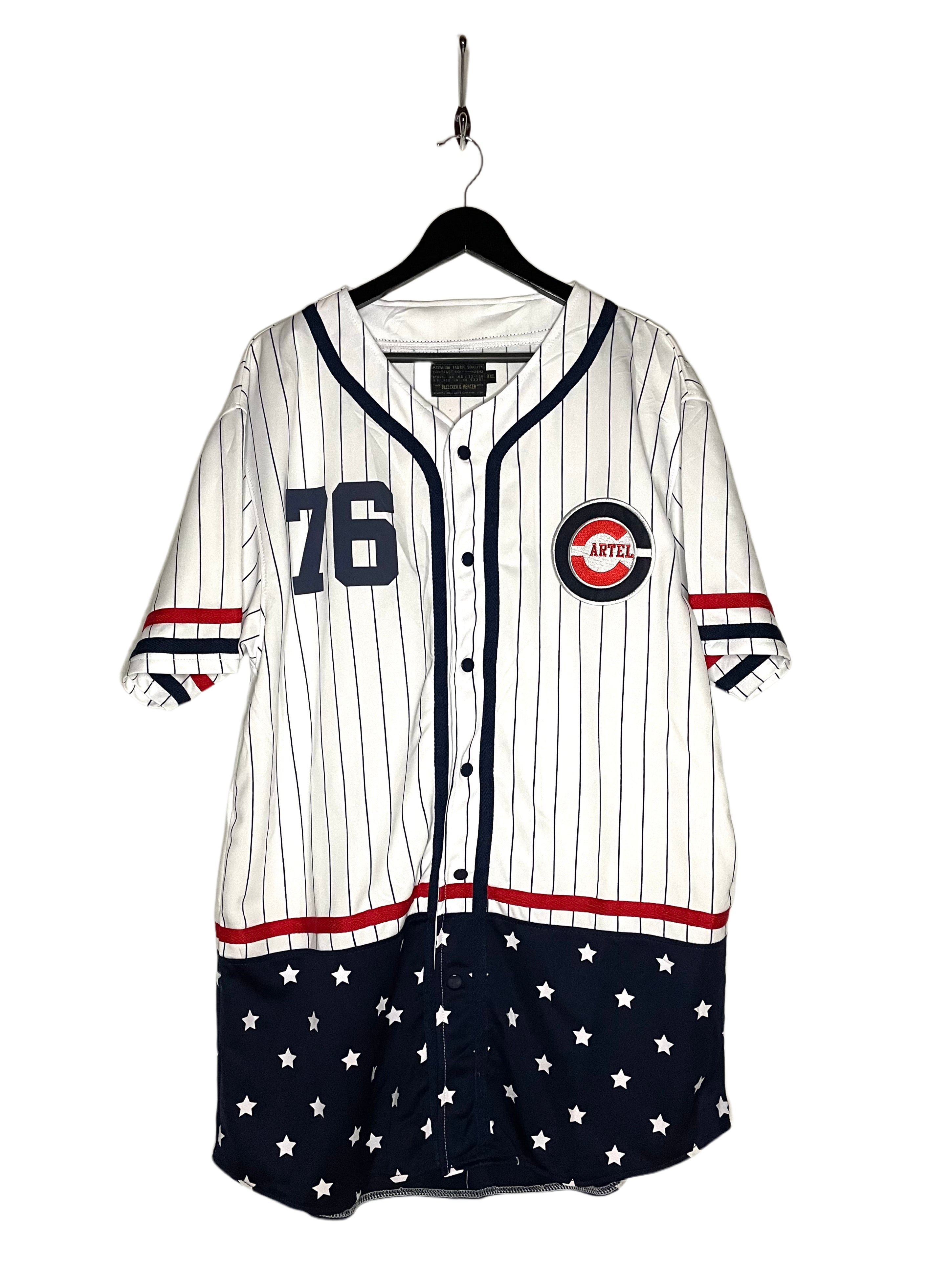 Bleecker & Mercer Cartel Baseball Jersey #76 Blau/Rot/Weiß Größe XXXL