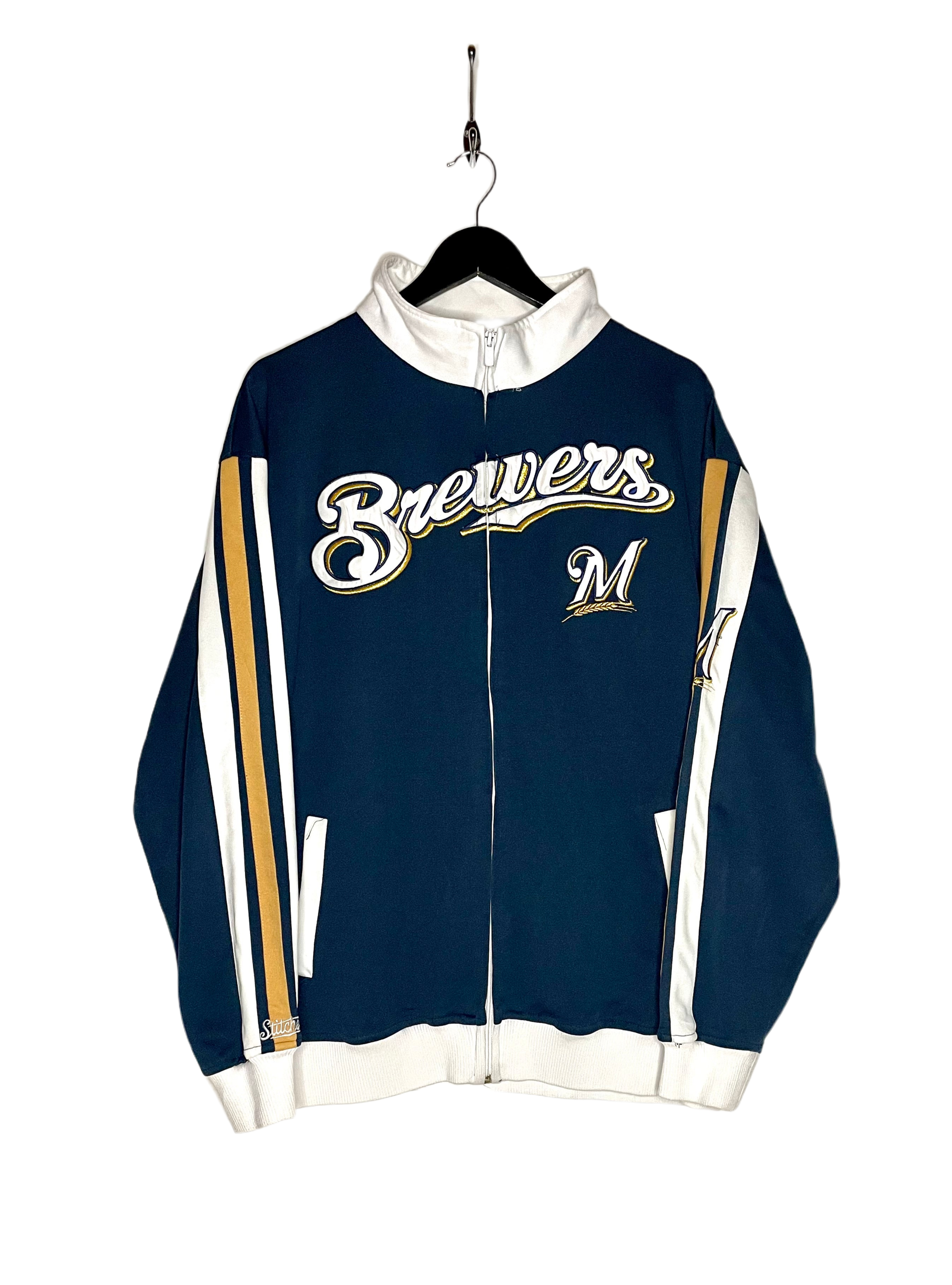 Stitches Trainingsjacke Milwaukee Brewers Blau/Weiß/Gold Größe L