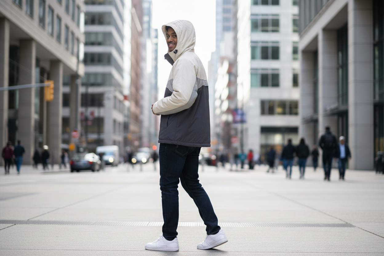 Nike Winterjacke Weiß/Grau Größe XL