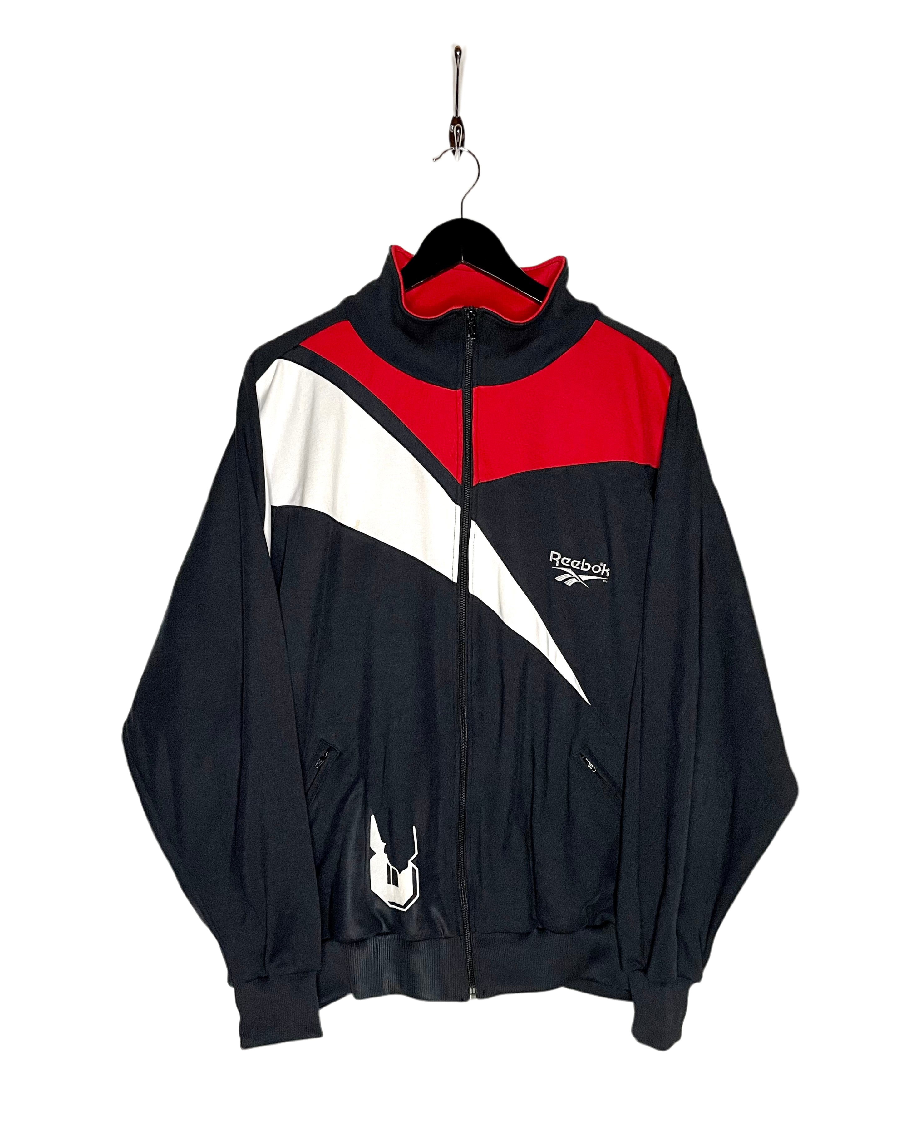 Chaqueta de entrenamiento vintage Reebok azul oscuro/rojo talla XL