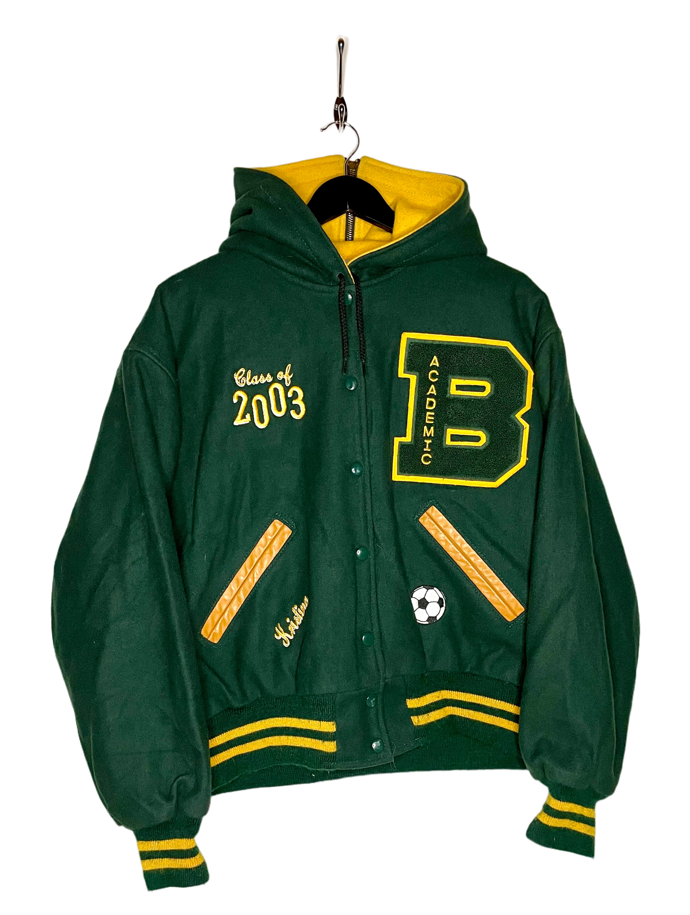 Ripon Vintage Lana Varsity Chaqueta Verde Tamaño M 