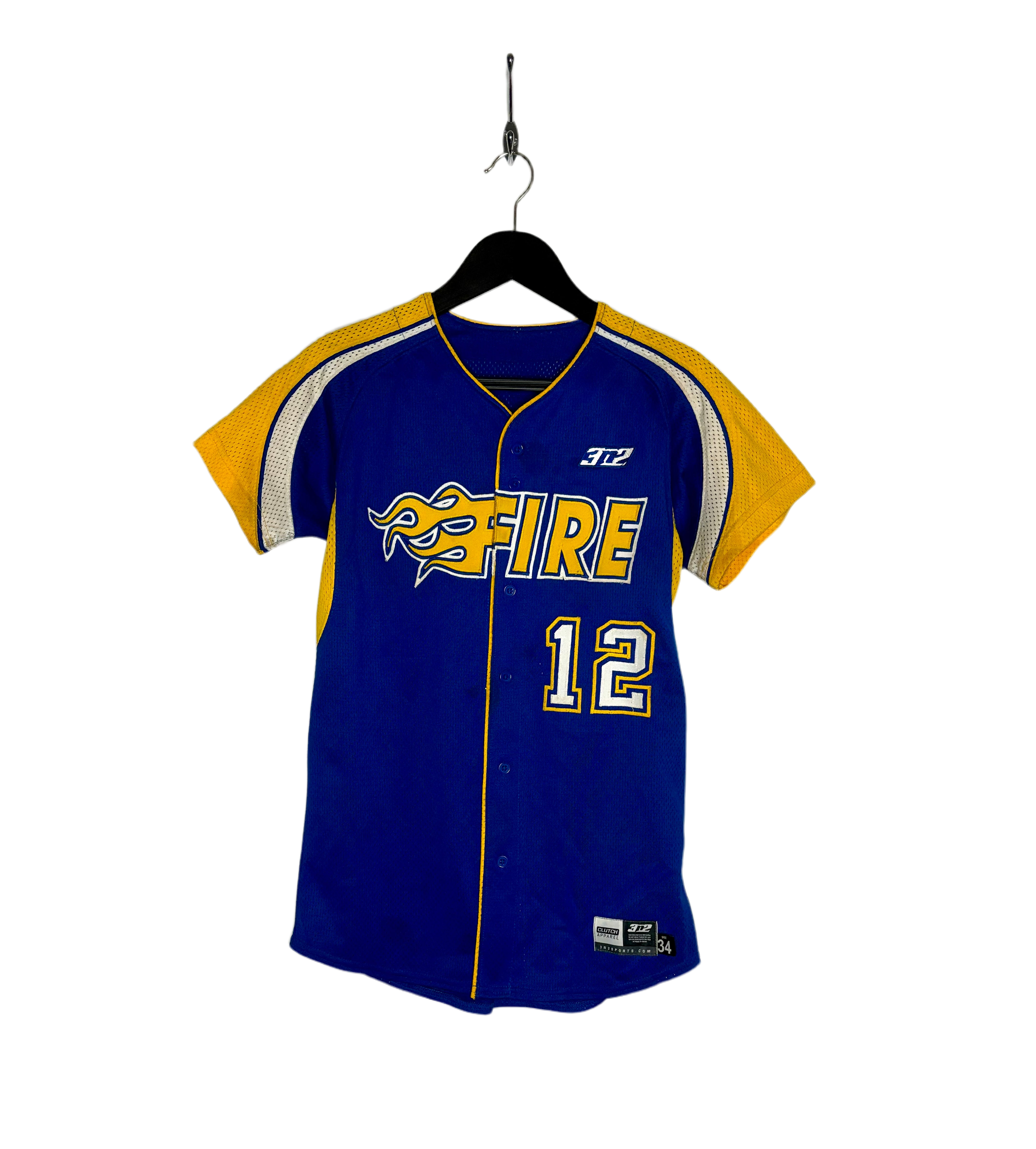 3N2 Sport Baseball Jersey Westchester Fire #12 Blau/Gelb Größe XS