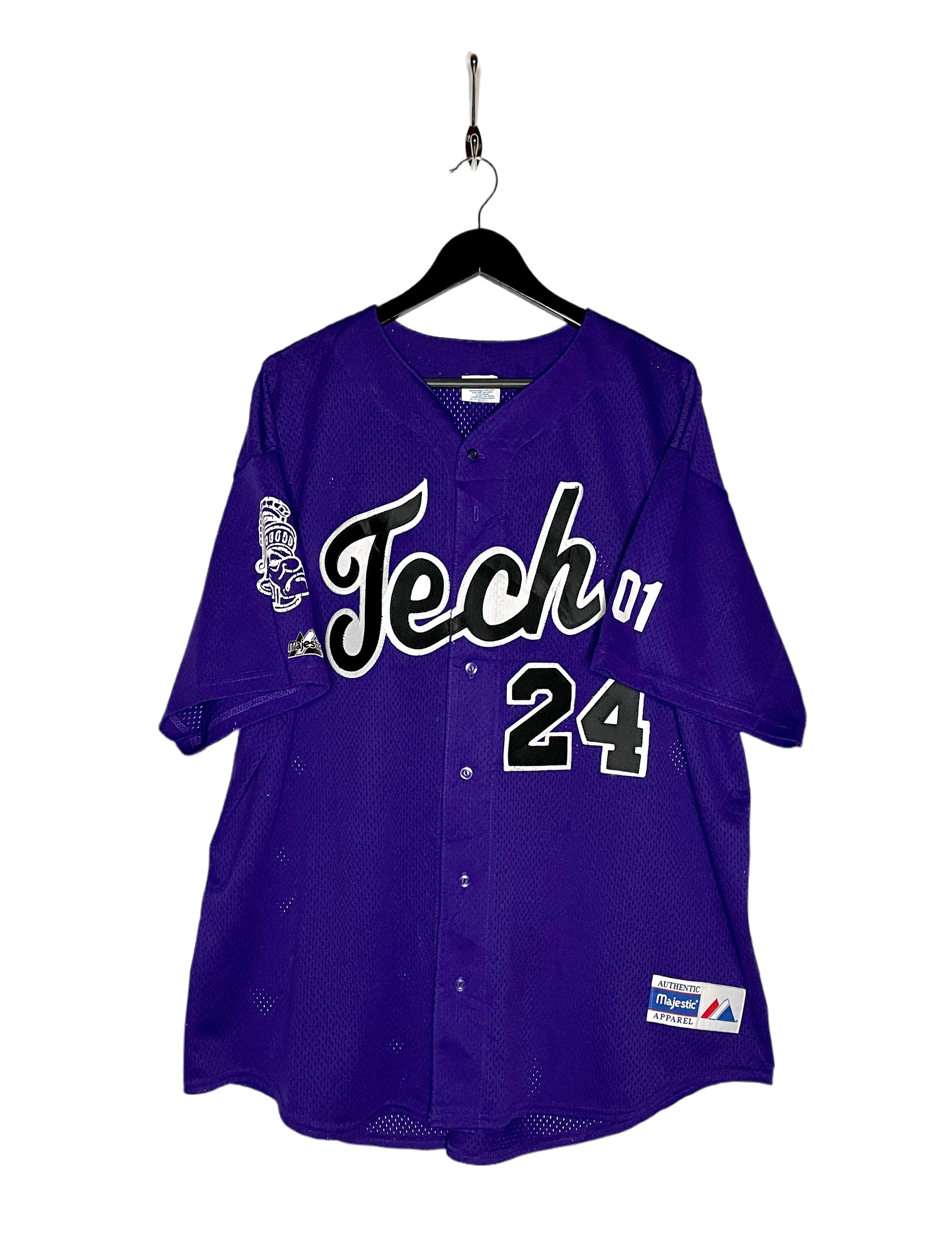 Majestic Baseball Jersey Tech Mom #24 Purple Size XXL