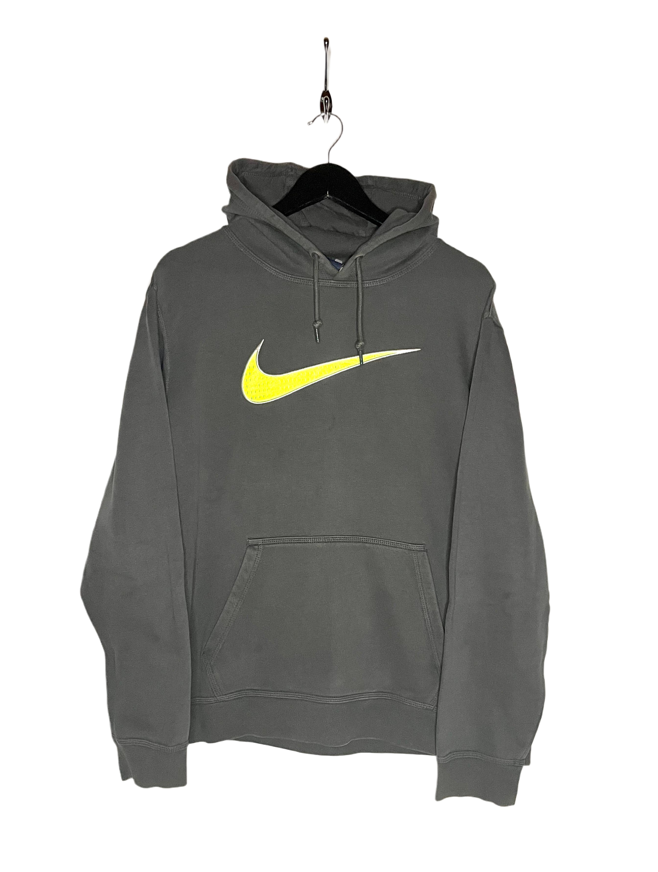 Nike Hoodie Bestickt Grau/Neongrün Größe XL