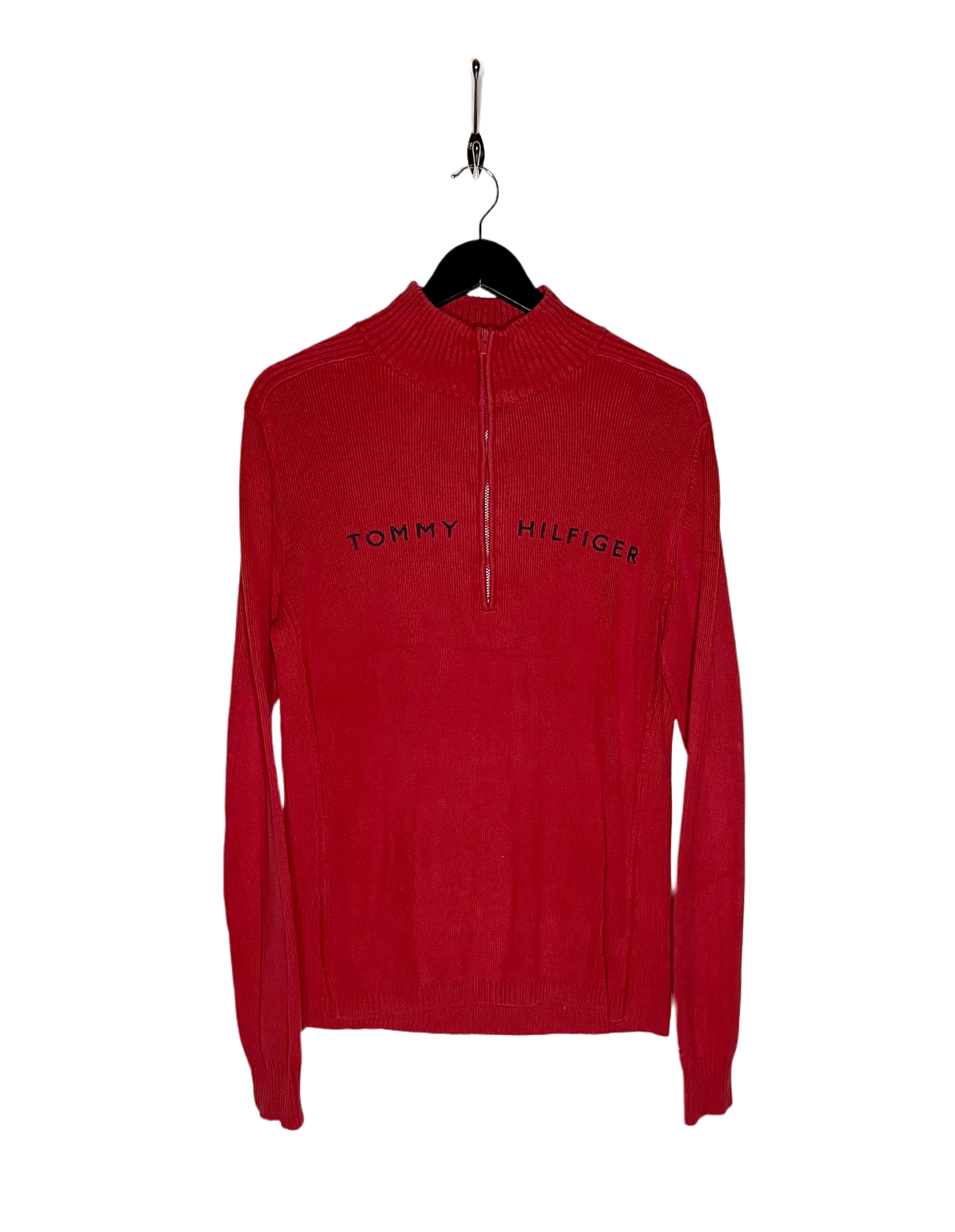 Tommy Hilfiger Vintage Q-Zip Sweater Red Size L