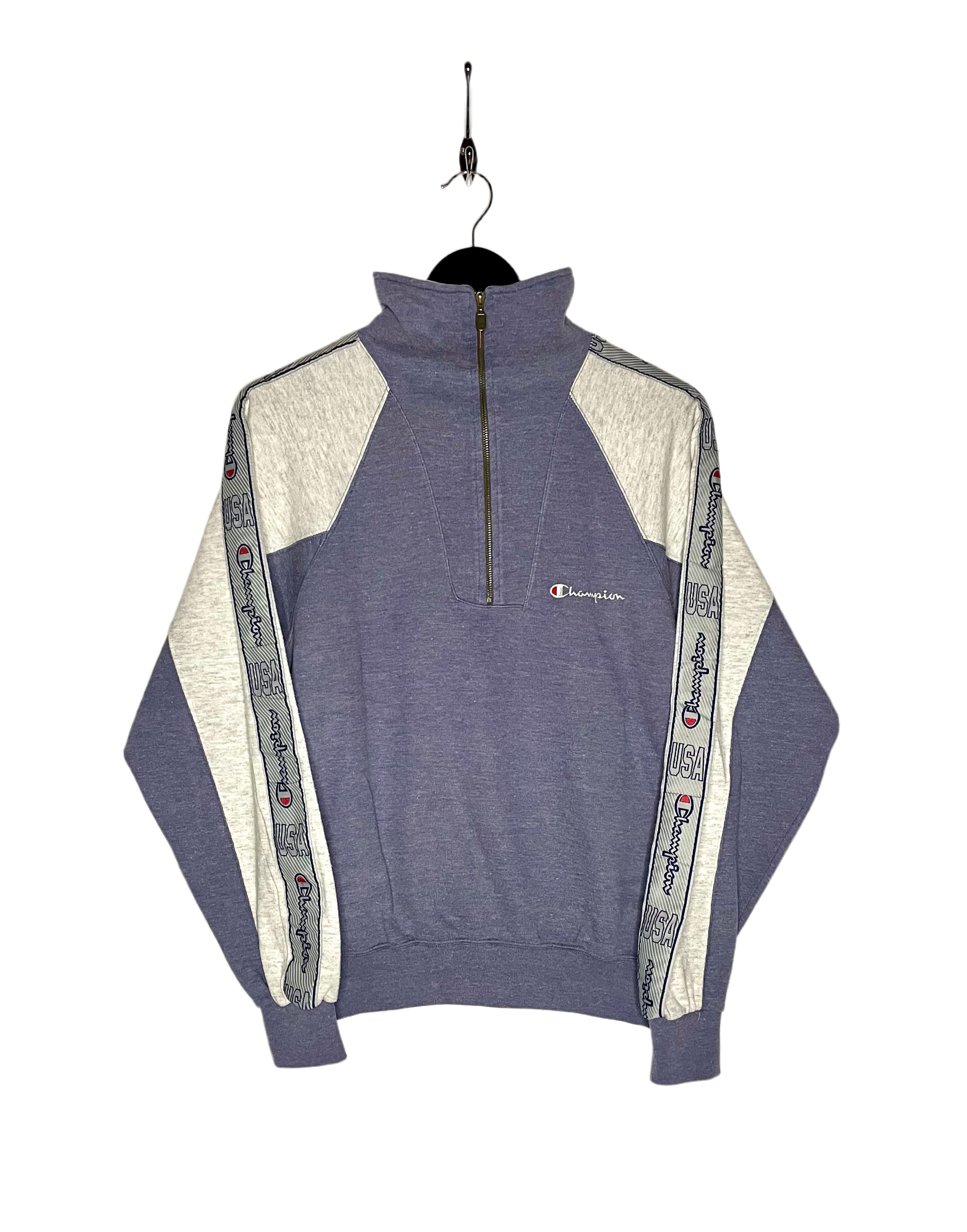 Champion Vintage Q-Zip Sweater Lilac/Light Gray Size S