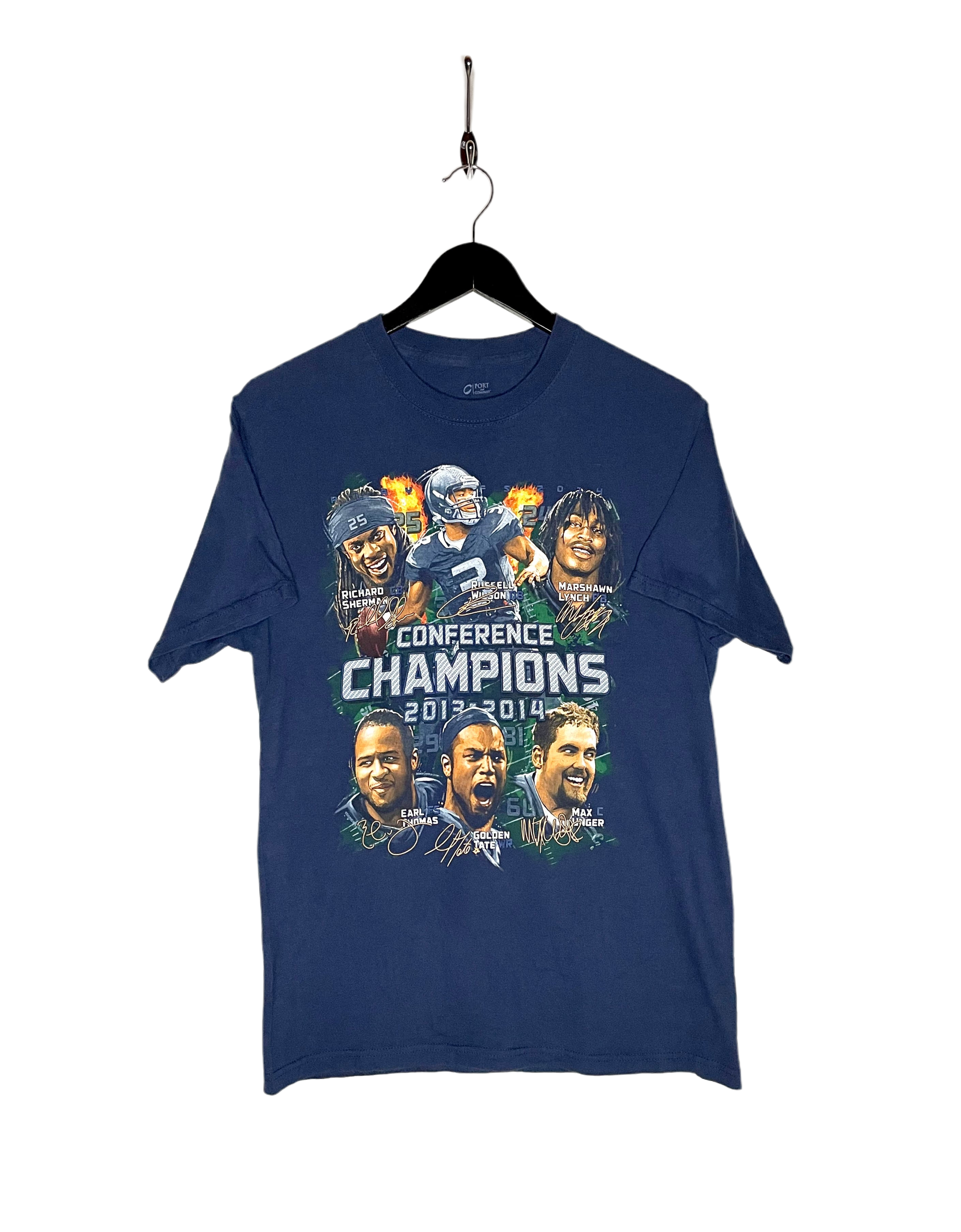 Port and Company T-Shirt Seattle Seahawks Conference Champions 2013/2014 Blue Size M 