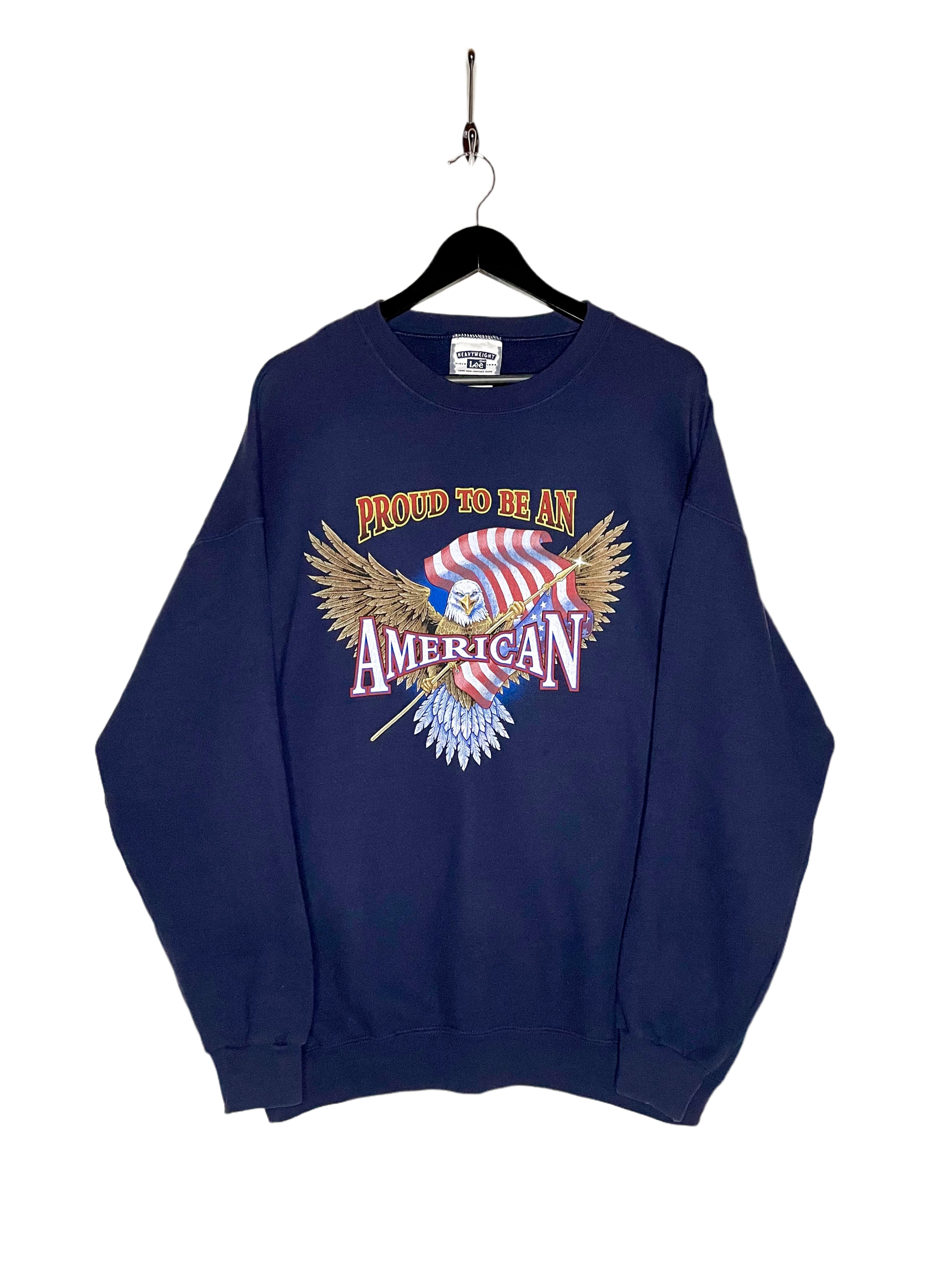 LEE Vintage Sweater "Proud to be an American" Blau Größe XL