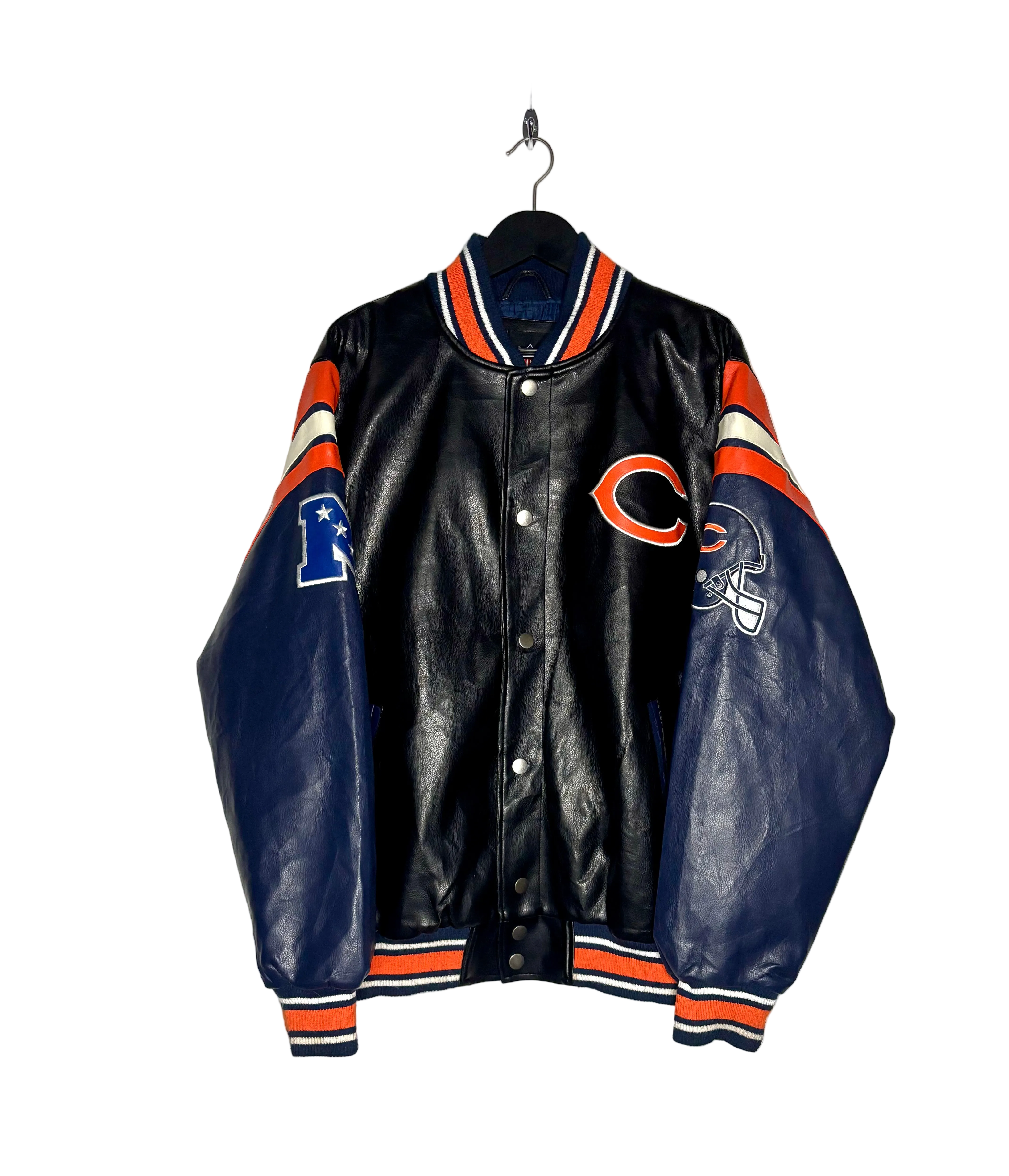 NFL Vintage Chicago Bears Lederjacke Schwarz Größe XL
