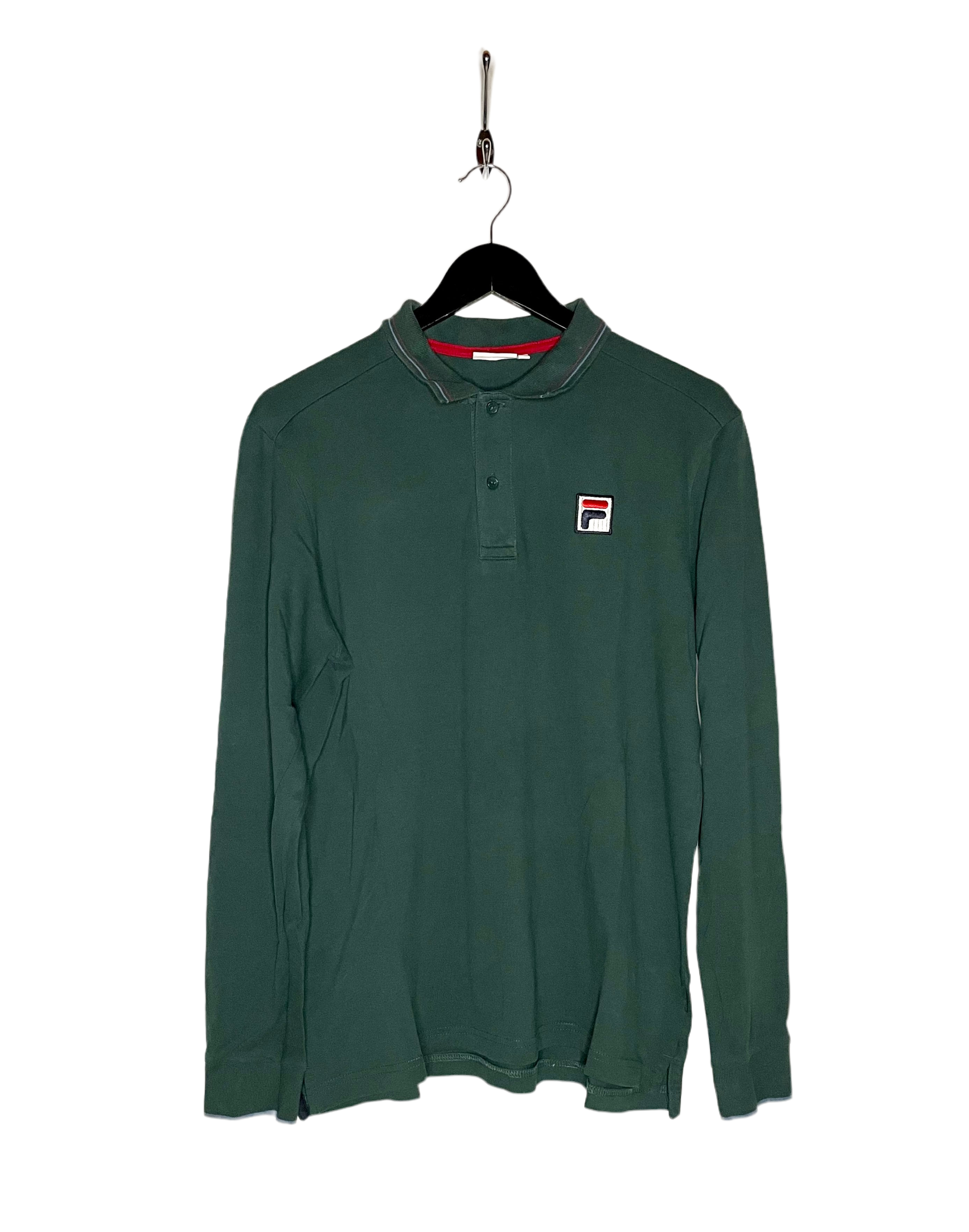 FILA Vintage Polo Manga Larga Verde Talla M 