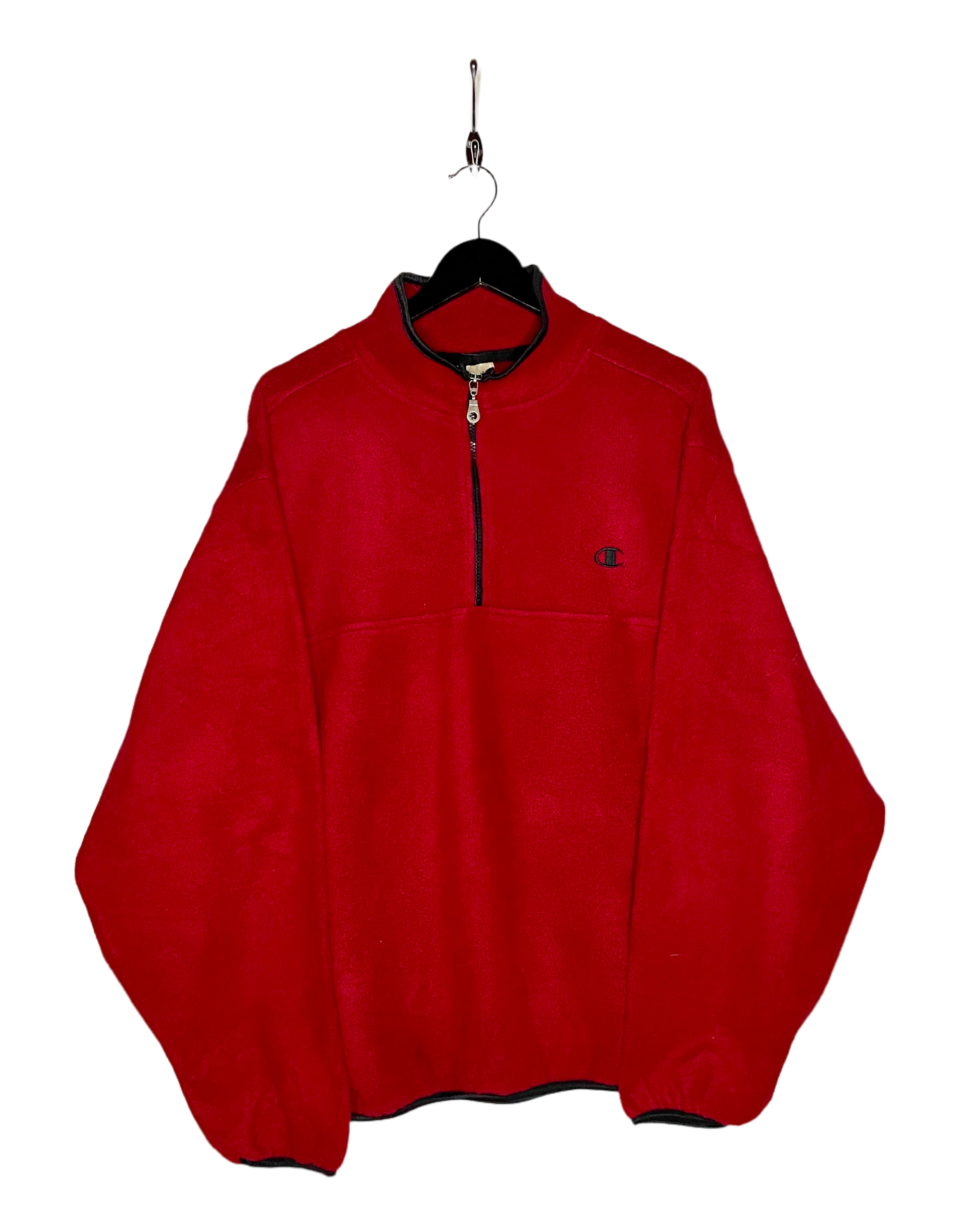 Champion Vintage Q-Zip Fleece Sweater Rot Größe XL