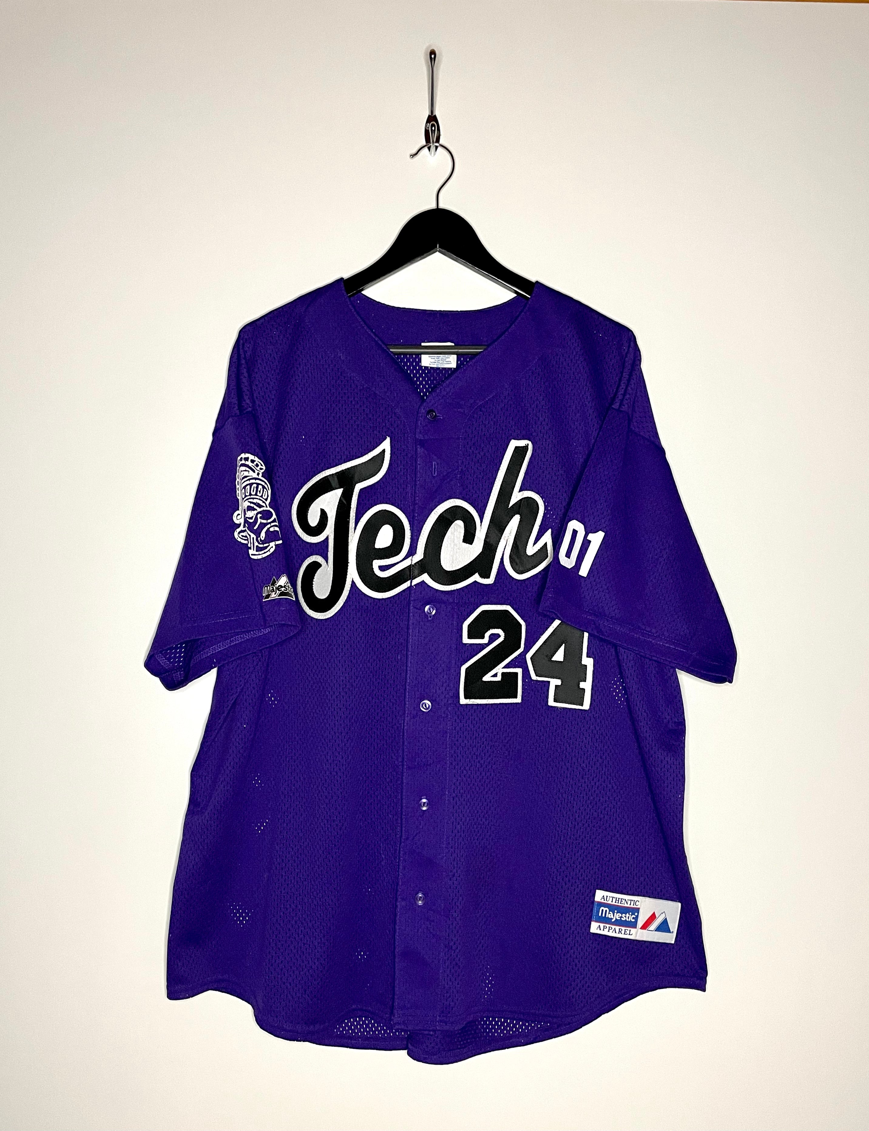 Majestic Baseball Jersey Tech Mom #24 Purple Size XXL