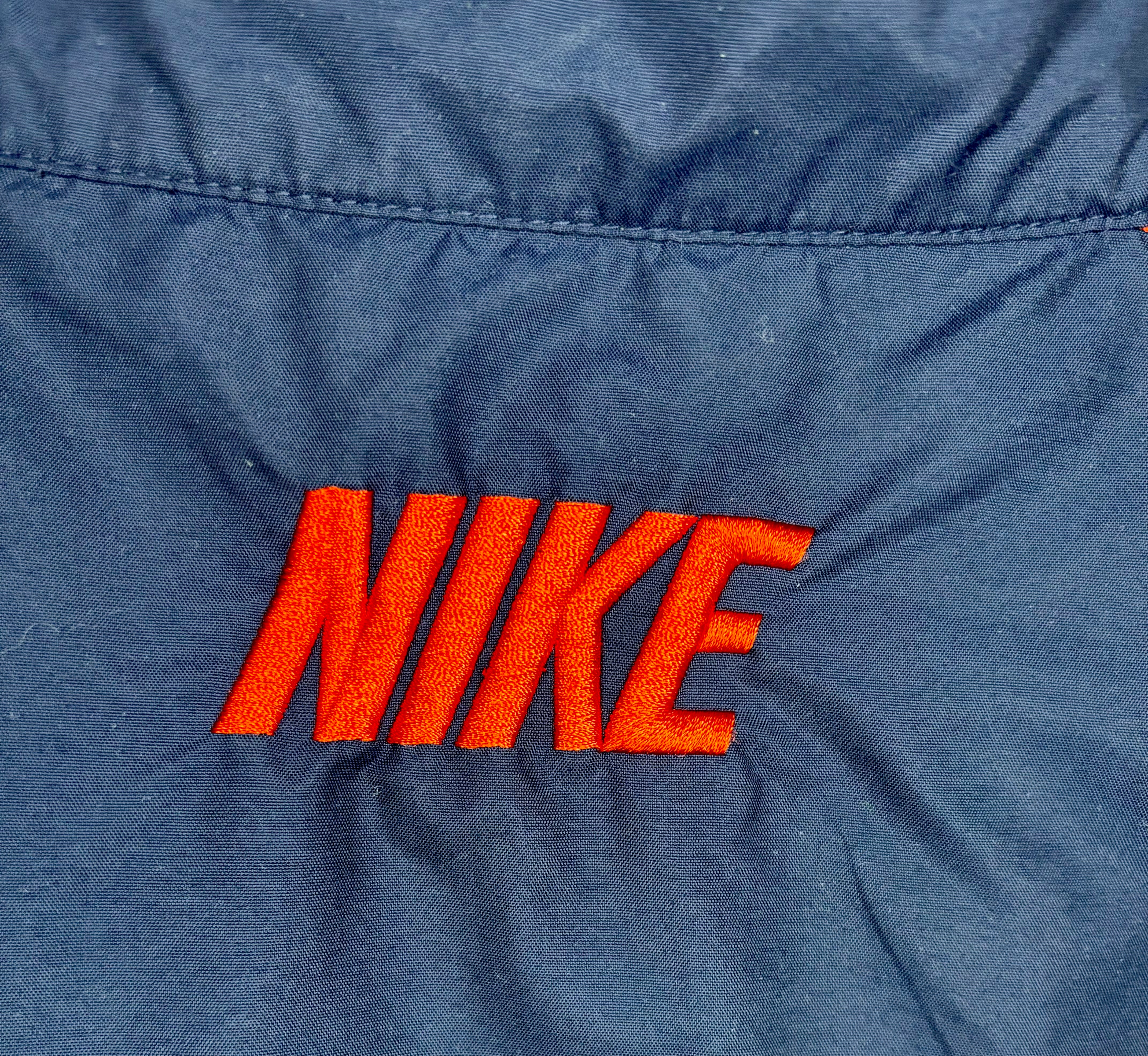Nike Vintage Trainingsjacke Blau/Orange bestickt Größe L