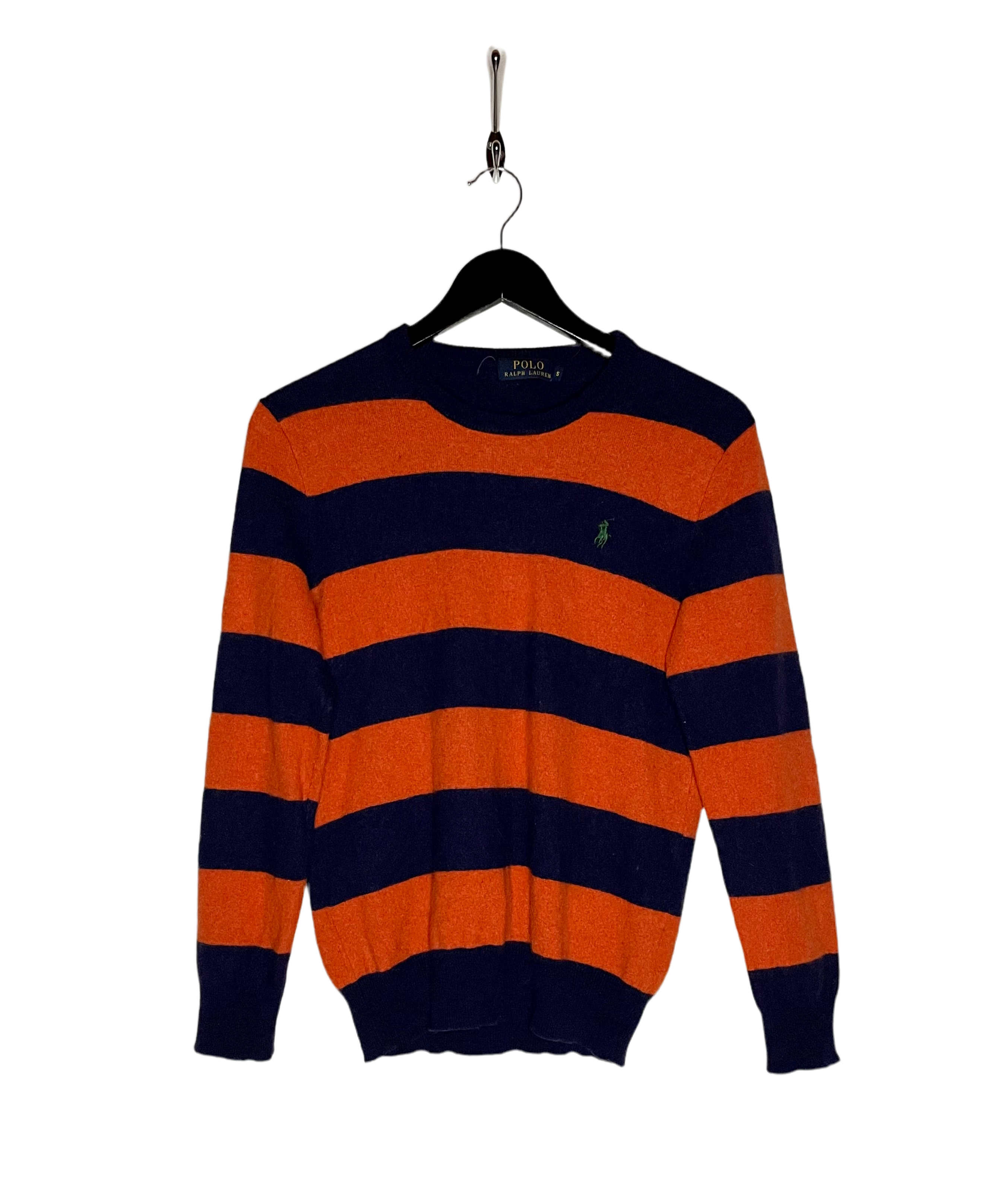 Ralph Lauren Vintage Merino Pullover Orange/Blau Größe S