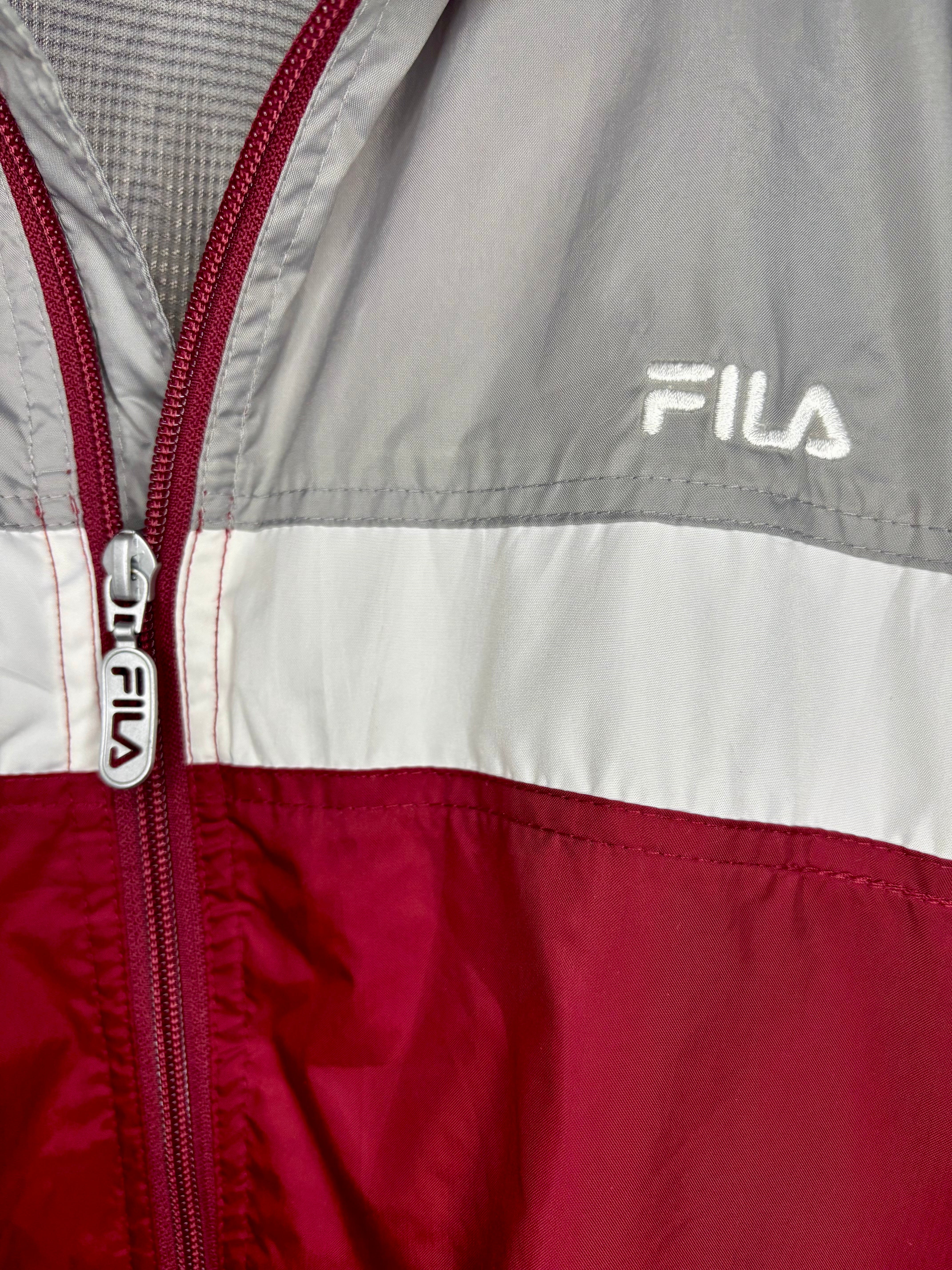 Fila Vintage Trainingsjacke Grau/Rot Größe XL