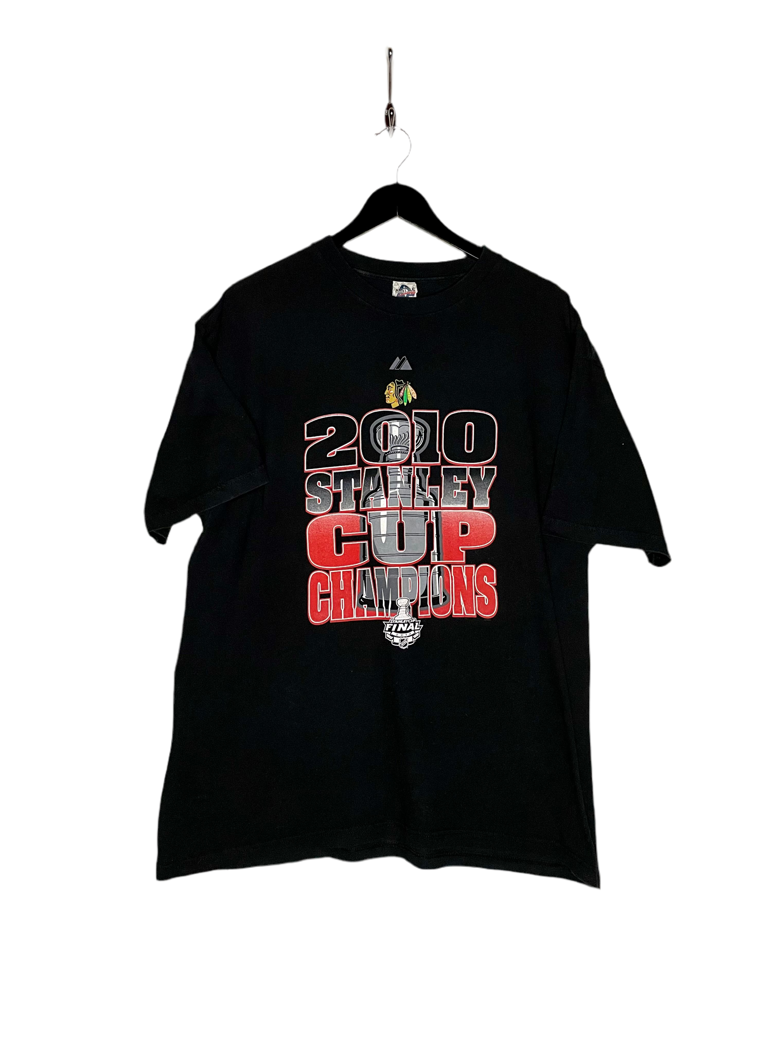 Alstyle T-Shirt Stanley Cup Champion 2010 Chicago Blackhawks Schwarz Größe XL