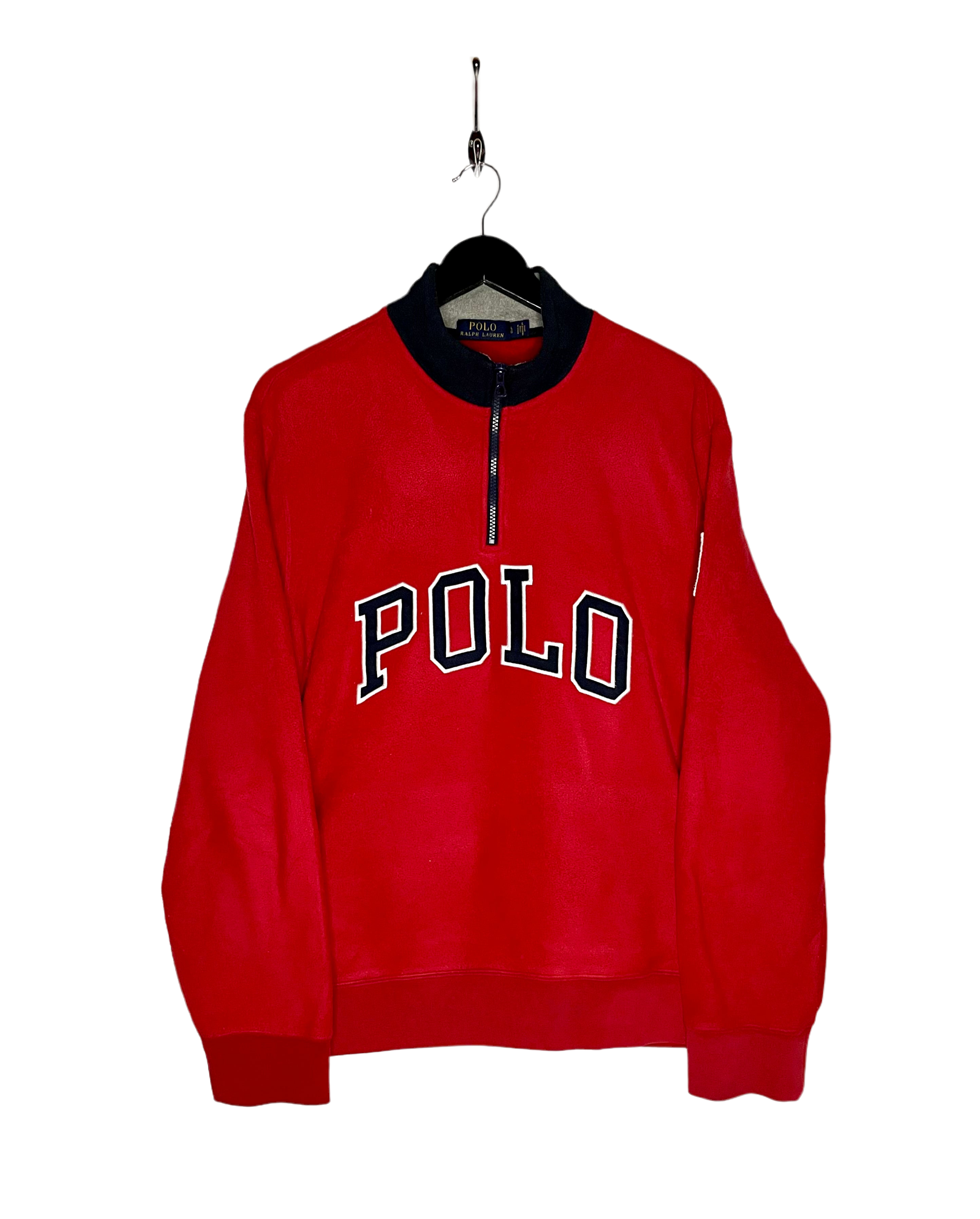 Ralph Lauren Vintage Fleece Q-Zip Sweater Rot Größe L