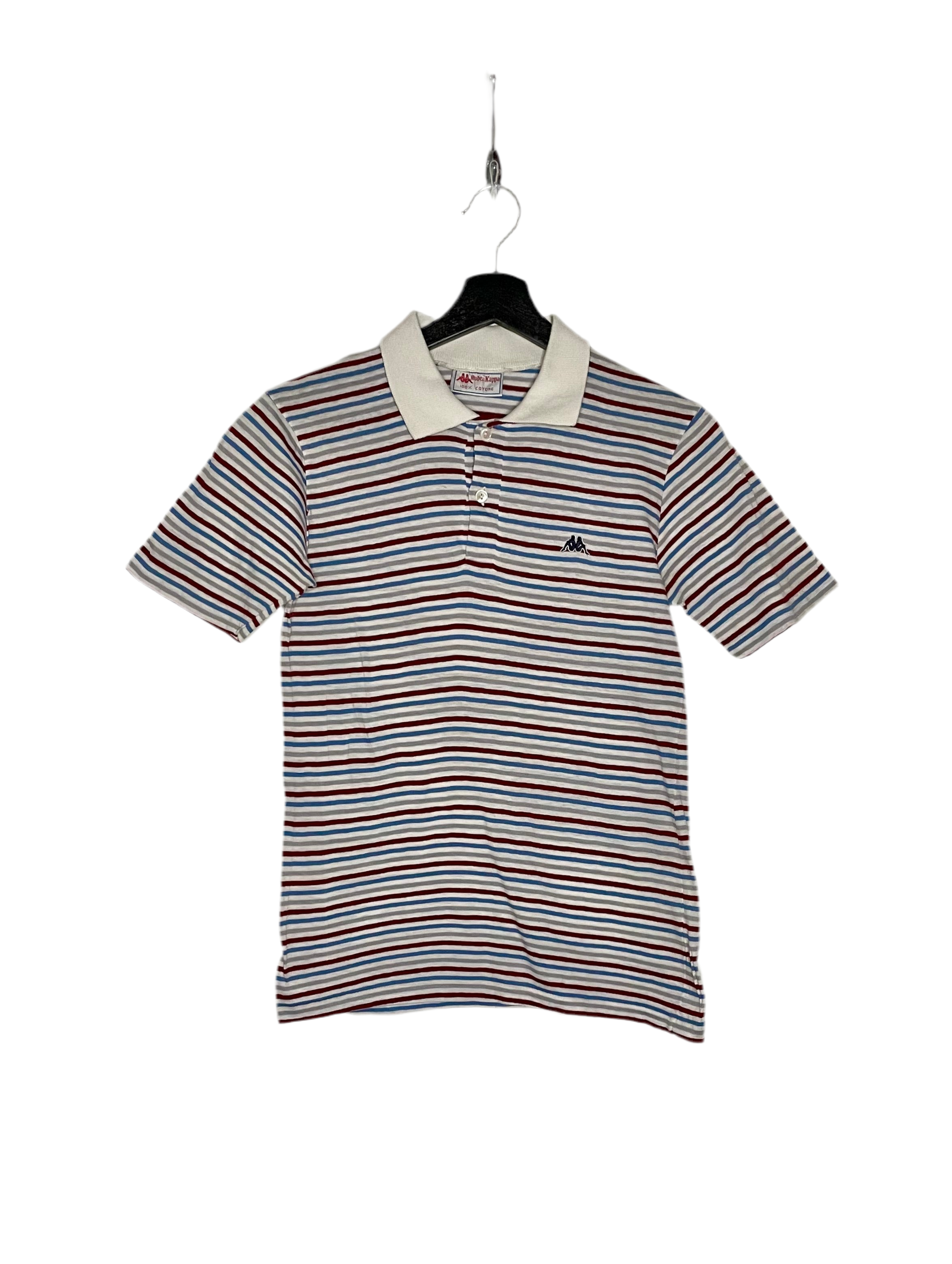 Kappa Vintage Poloshirt Weiß gestreift Größe M Kinder