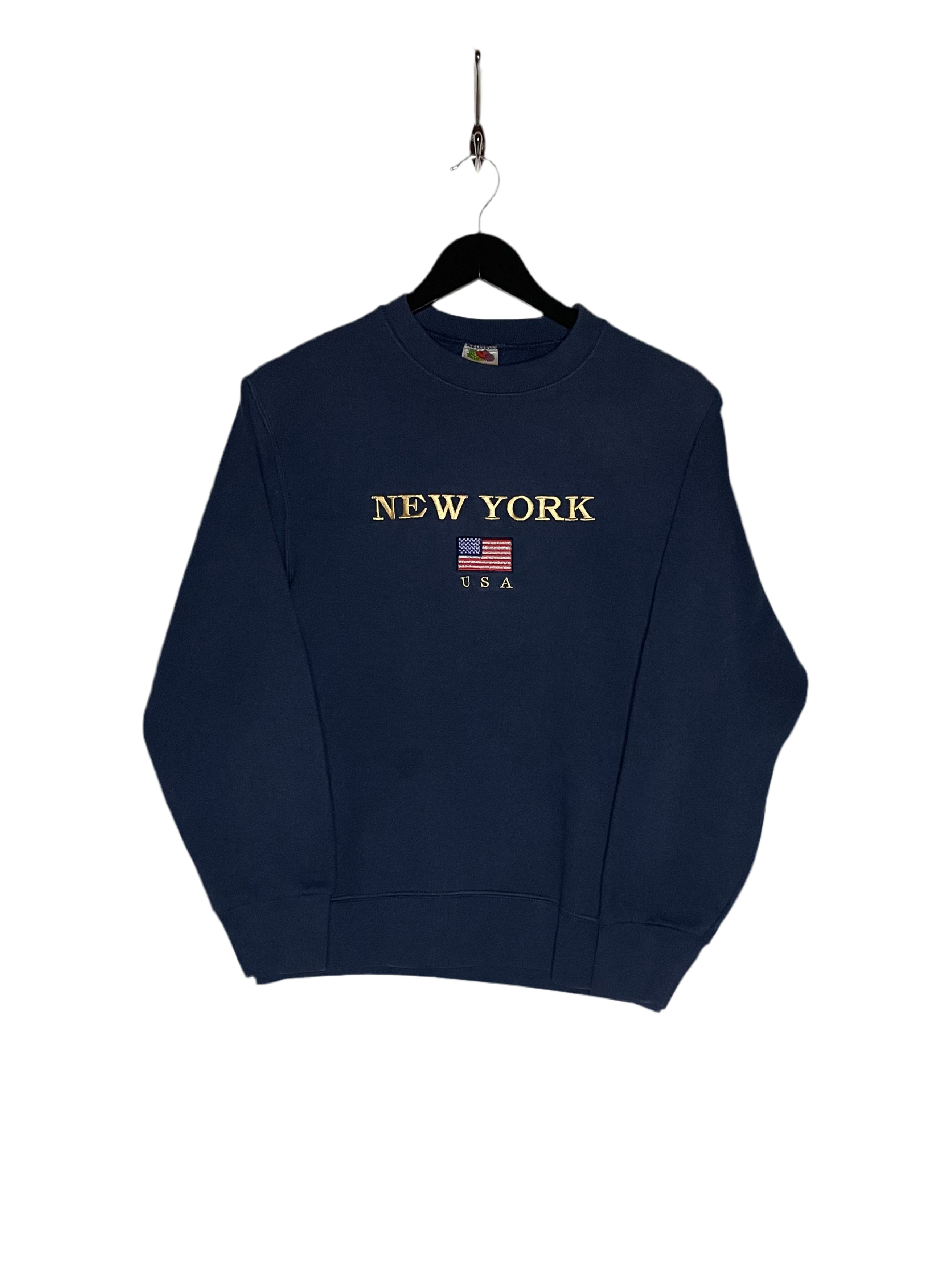 Fruit of the Loom Vintage Sweater New York Blau Größe S