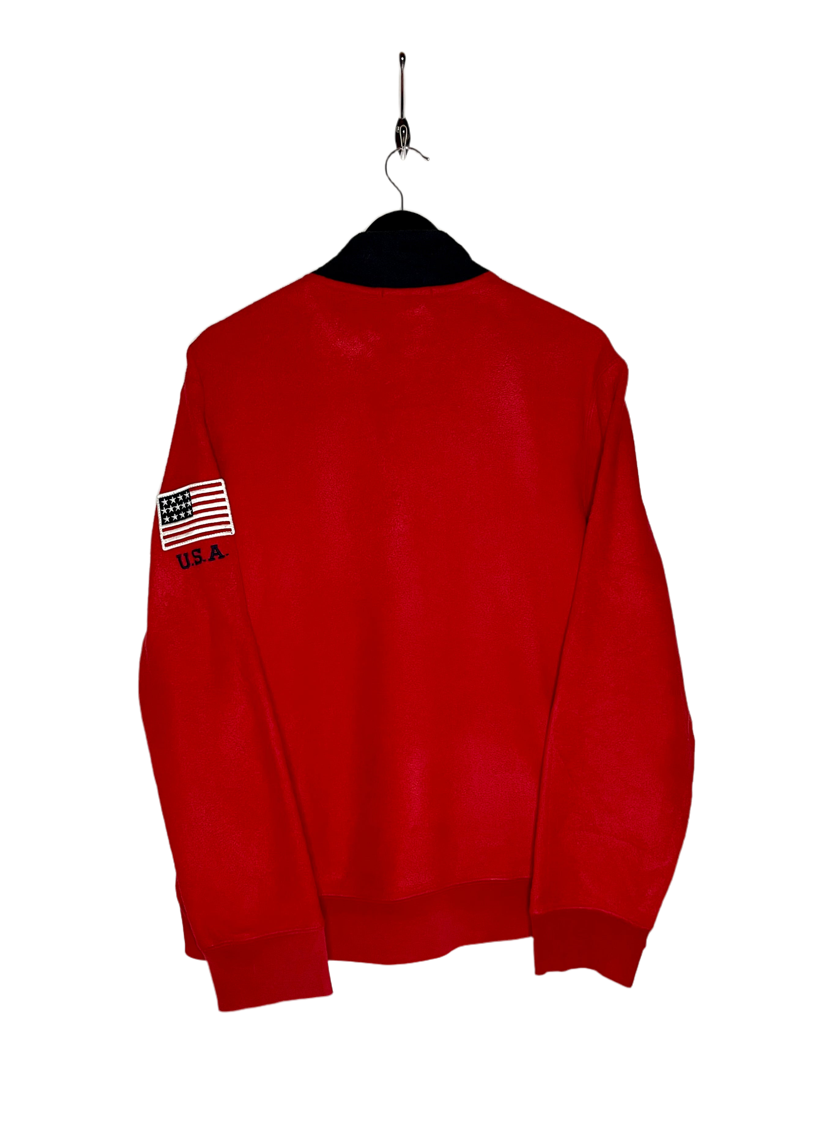 Ralph Lauren Vintage Fleece Q-Zip Sweater Rot Größe L