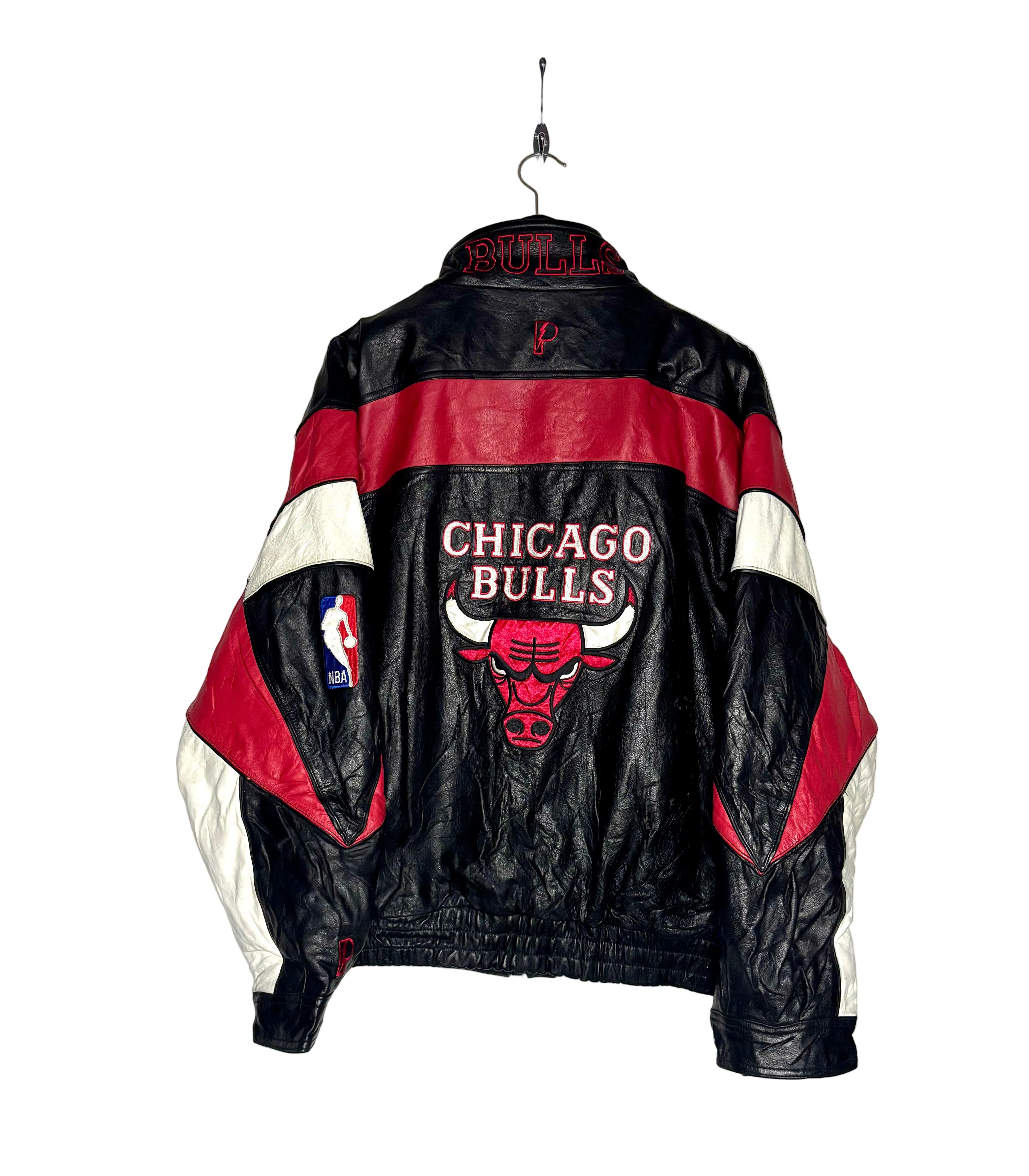 NBA Vintage Chicago Bulls Lederjacke Pro Player Wilson‘s Schwarz Größe XL